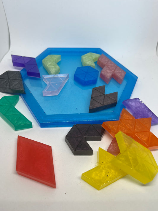 Handmade Resin Tangram Puzzle, Stress Relief Family Fun, fidget game for adults