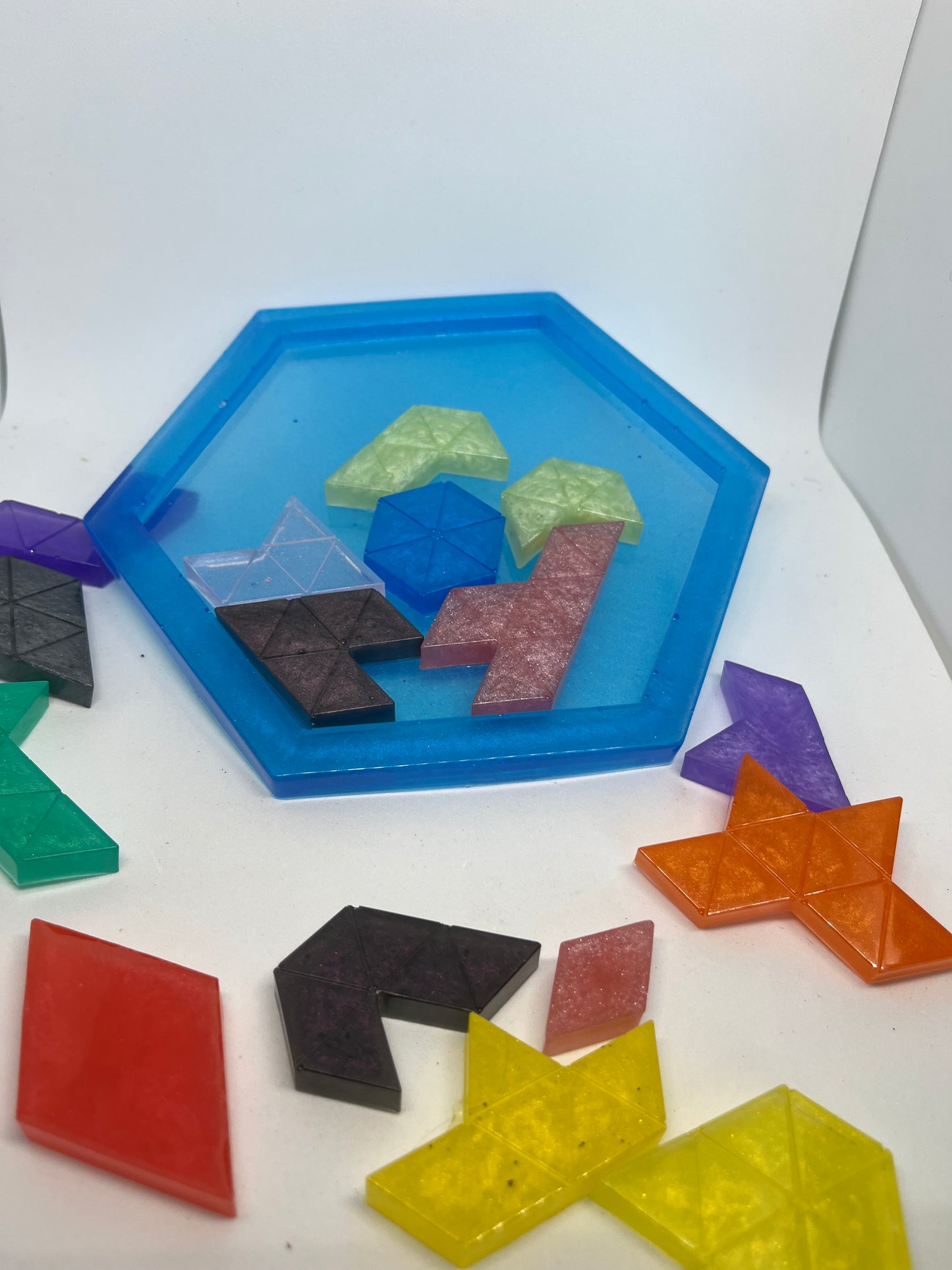Handmade Resin Tangram Puzzle, Stress Relief Family Fun, fidget game for adults