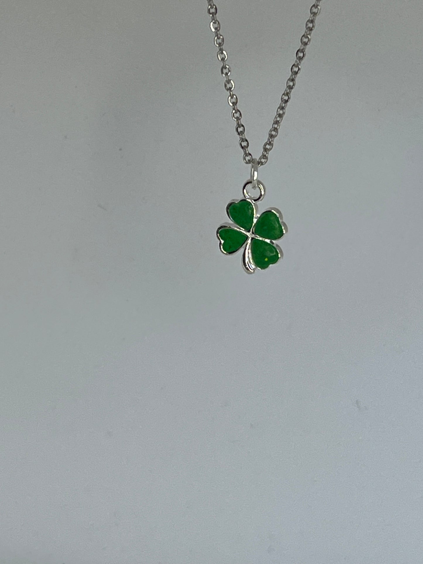 lucky 4 leaf green clover, St Patrick's day gift, green clover necklace,