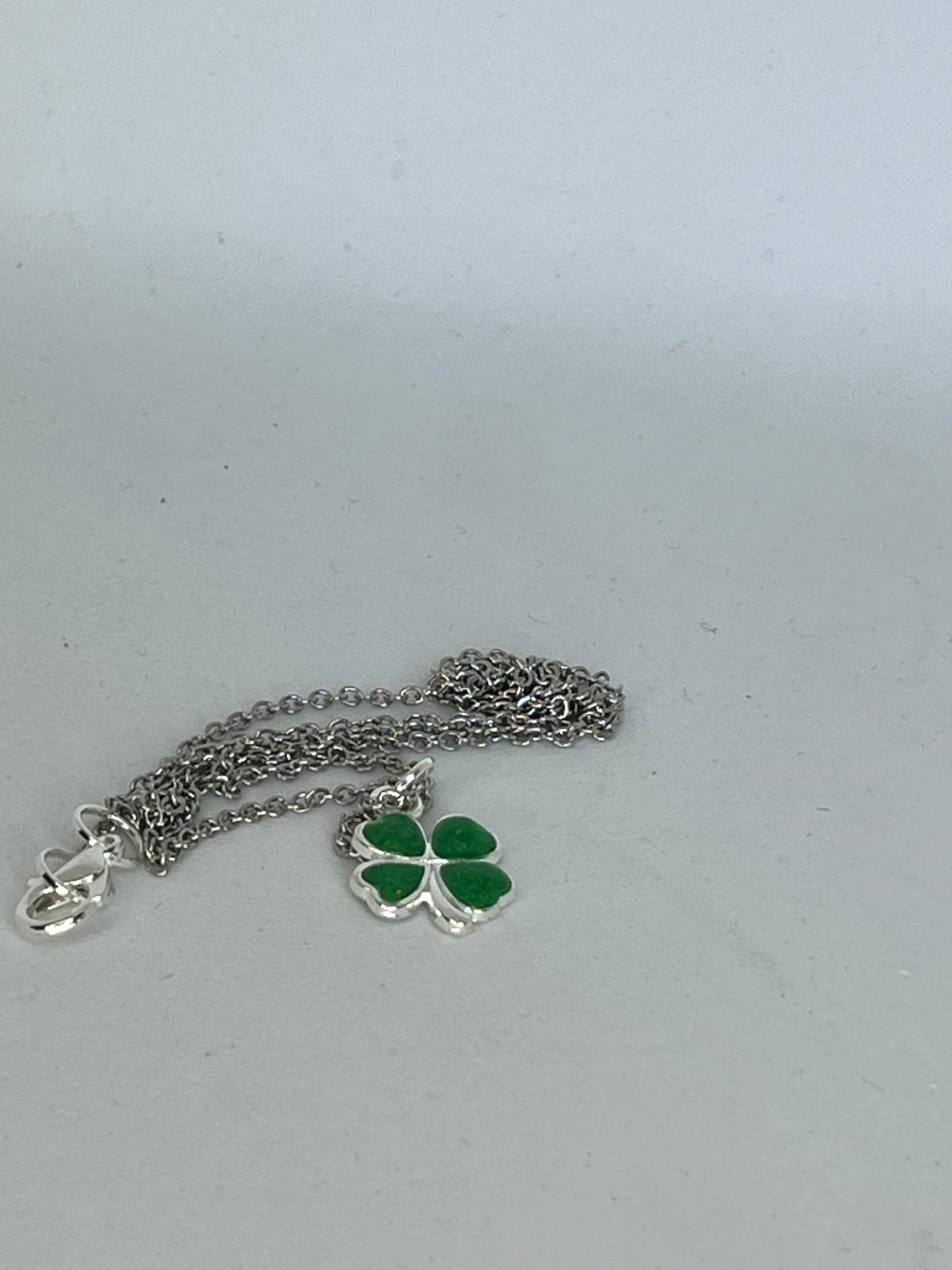 lucky 4 leaf green clover, St Patrick's day gift, green clover necklace,