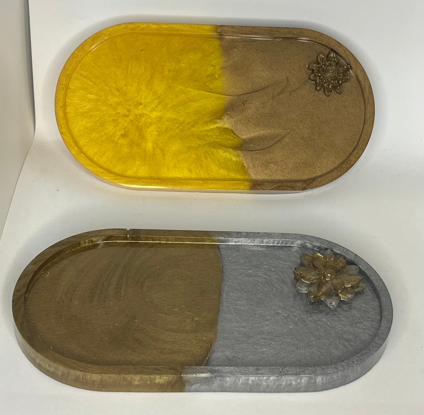 Lotus two tone oval tray, oval trinket tray, make up tray, jewellery tray, large  oval coaster, oval key tray