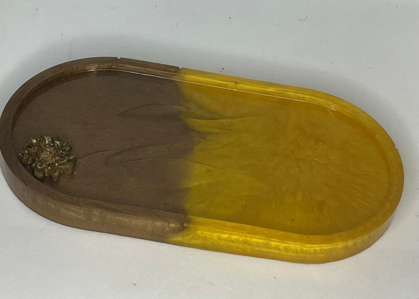 Lotus two tone oval tray, oval trinket tray, make up tray, jewellery tray, large  oval coaster, oval key tray