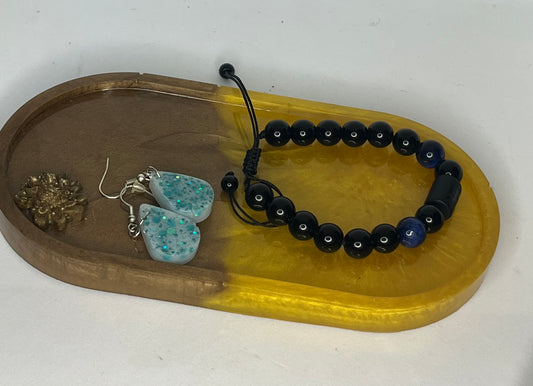 Lotus two tone oval tray, oval trinket tray, make up tray, jewellery tray, large  oval coaster, oval key tray
