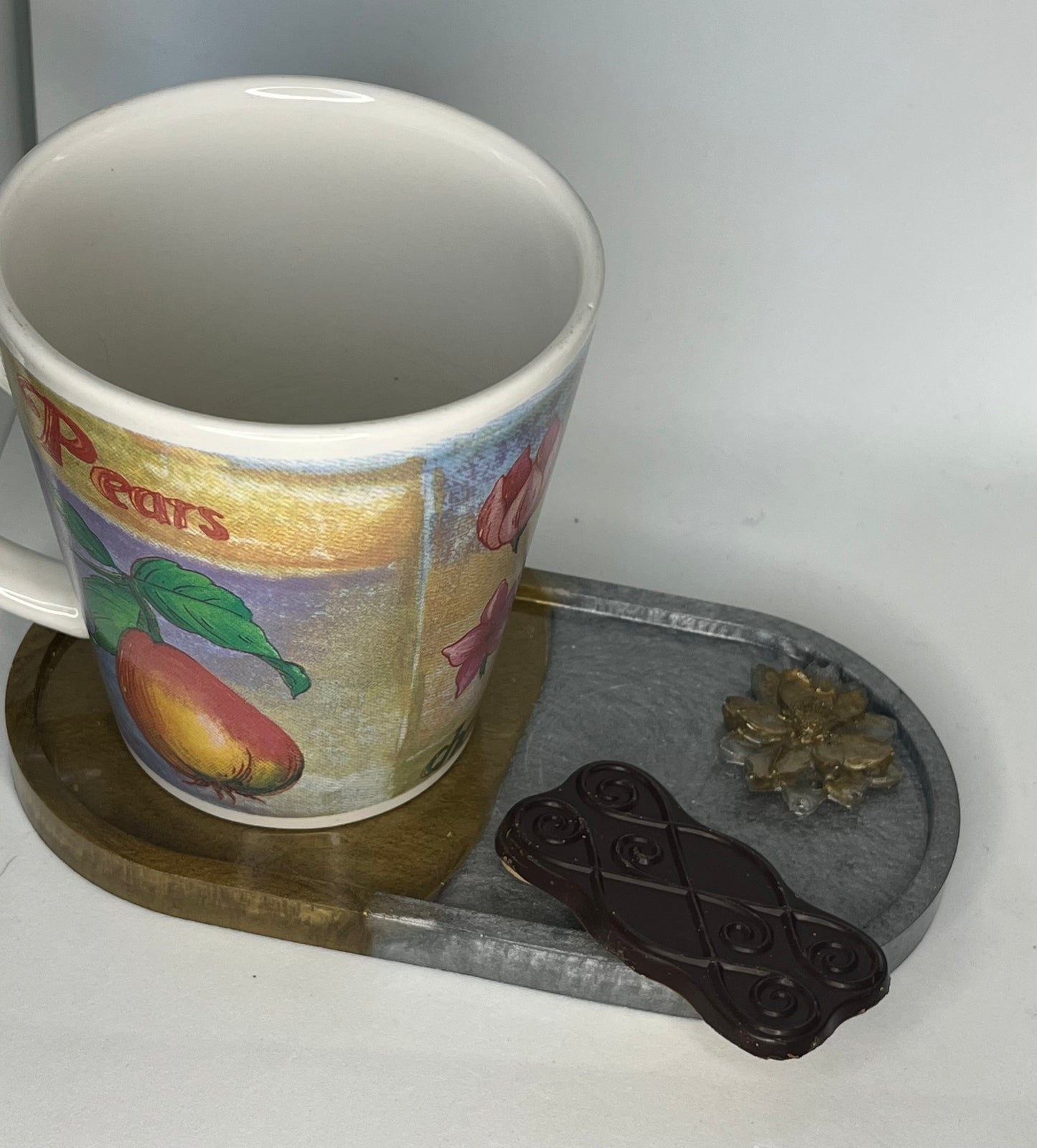 Lotus two tone oval tray, oval trinket tray, make up tray, jewellery tray, large  oval coaster, oval key tray