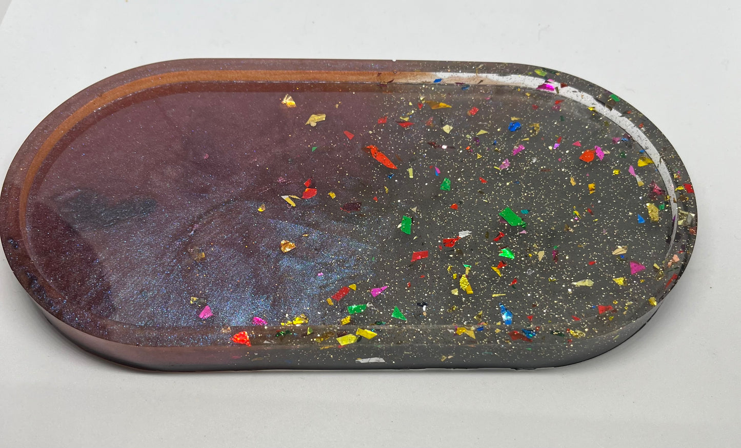 Trinket tray, sparkling key tray, make up tray, large oval coaster, oval trinket tray