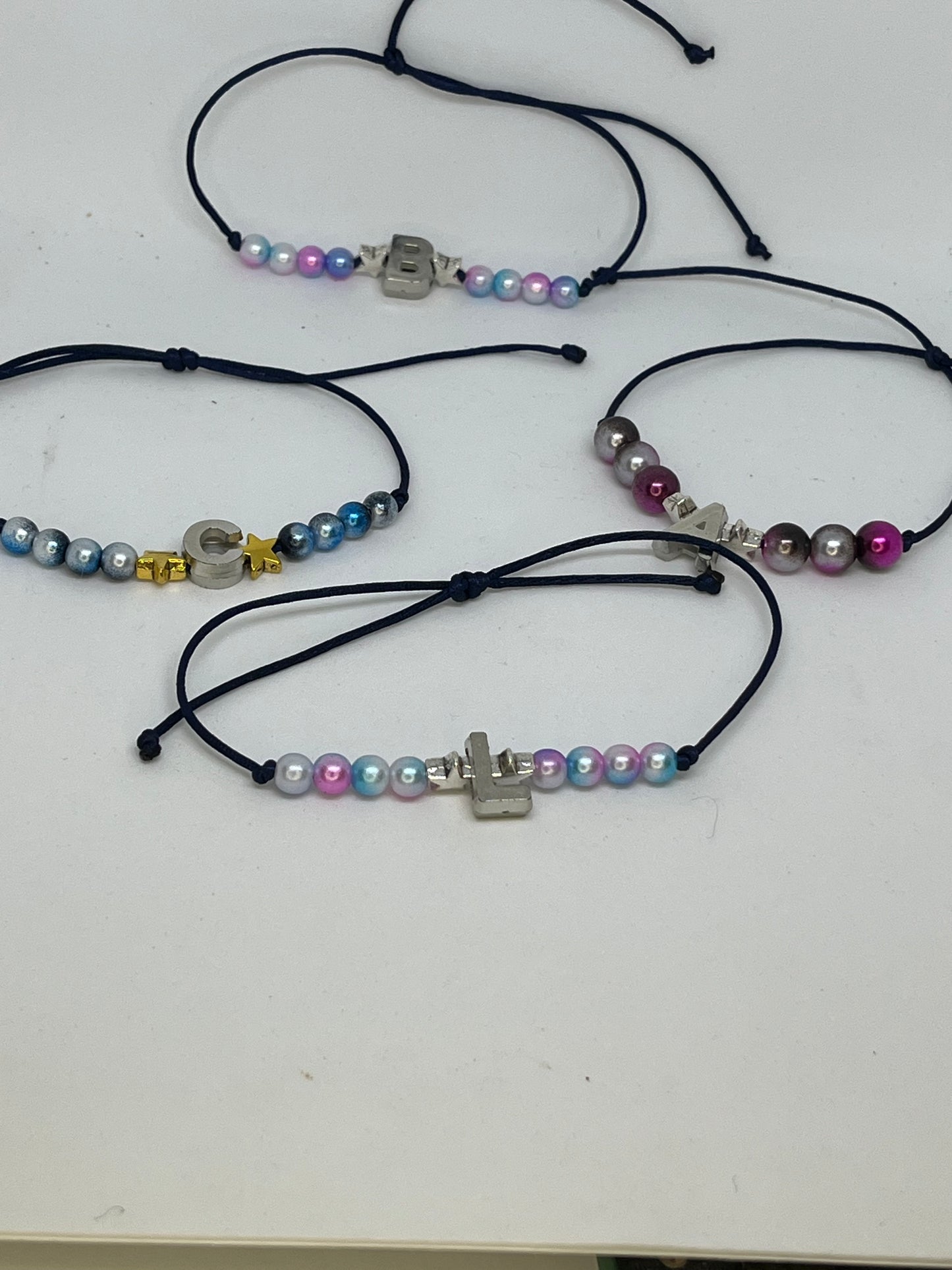 Alphabet beaded adjustable bracelet, Handmade style, personalised for you, wear your story