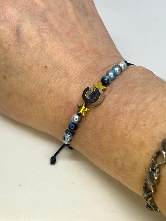 Alphabet beaded adjustable bracelet, Handmade style, personalised for you, wear your story