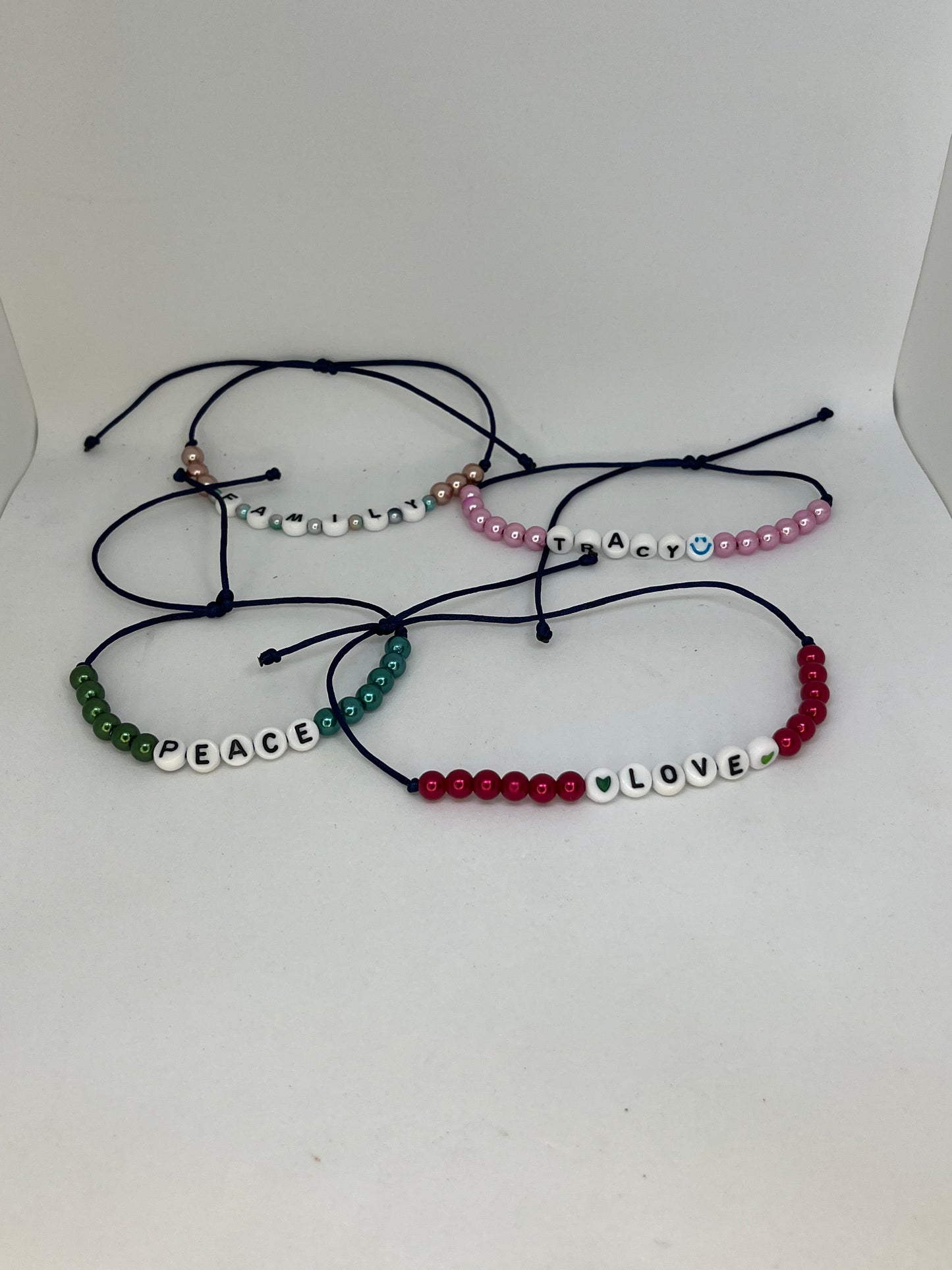 Fully Adjustable Beaded Bracelet — Custom Colour & Phrase