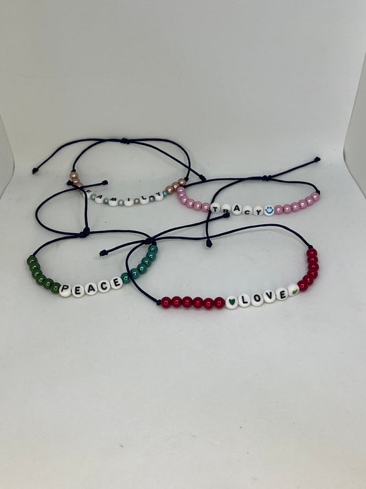 Fully Adjustable Beaded Bracelet — Custom Colour & Phrase