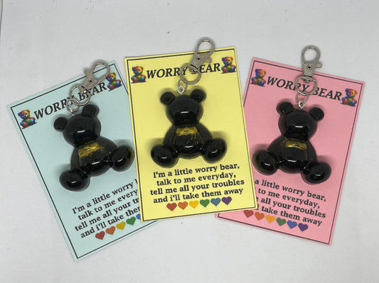 Worry bear for anxiety, black worry bear, pocket bear, worry bear for stress relief, anxiety aid, anxiety bear,
