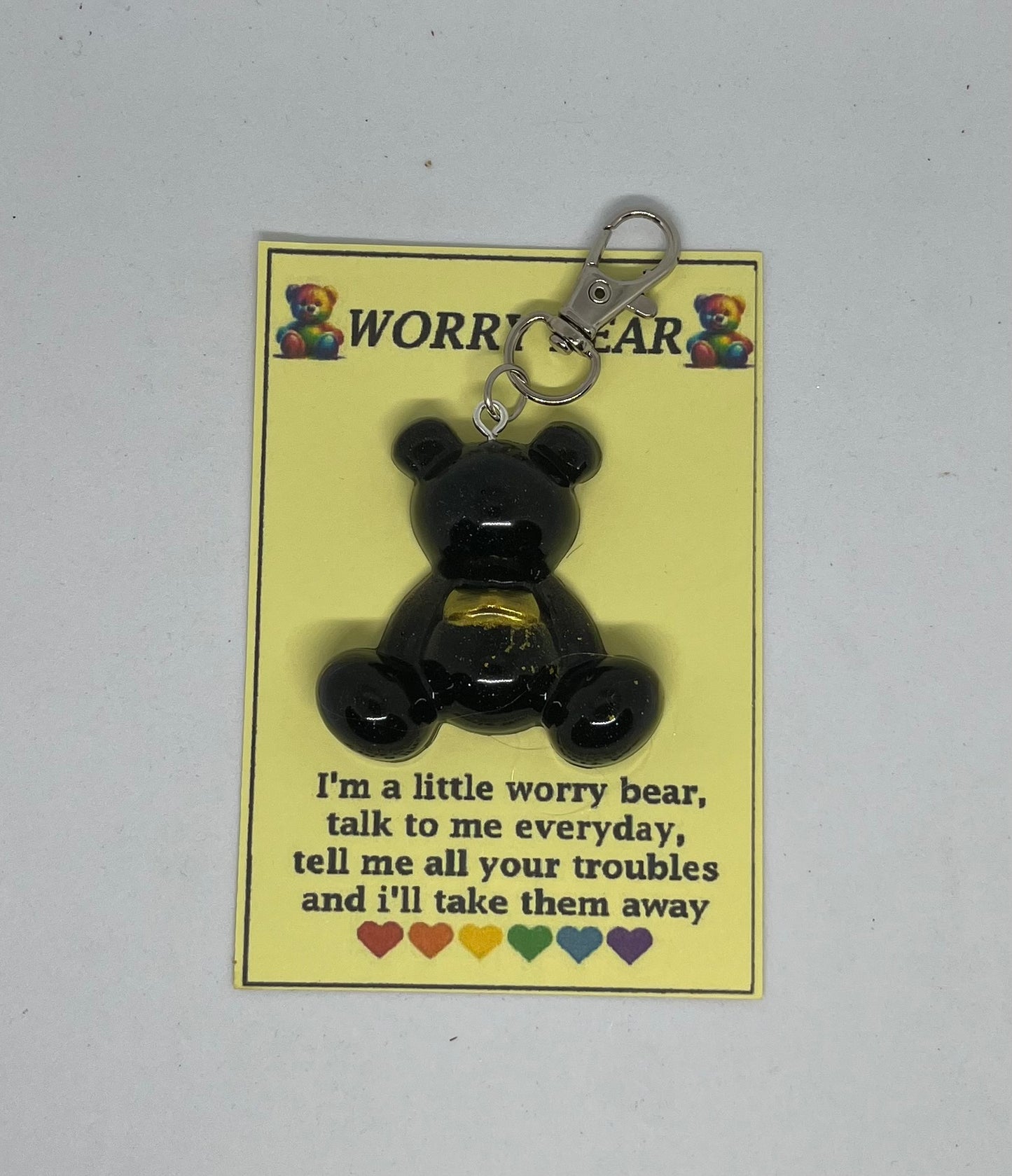 Worry bear for anxiety, black worry bear, pocket bear, worry bear for stress relief, anxiety aid, anxiety bear,