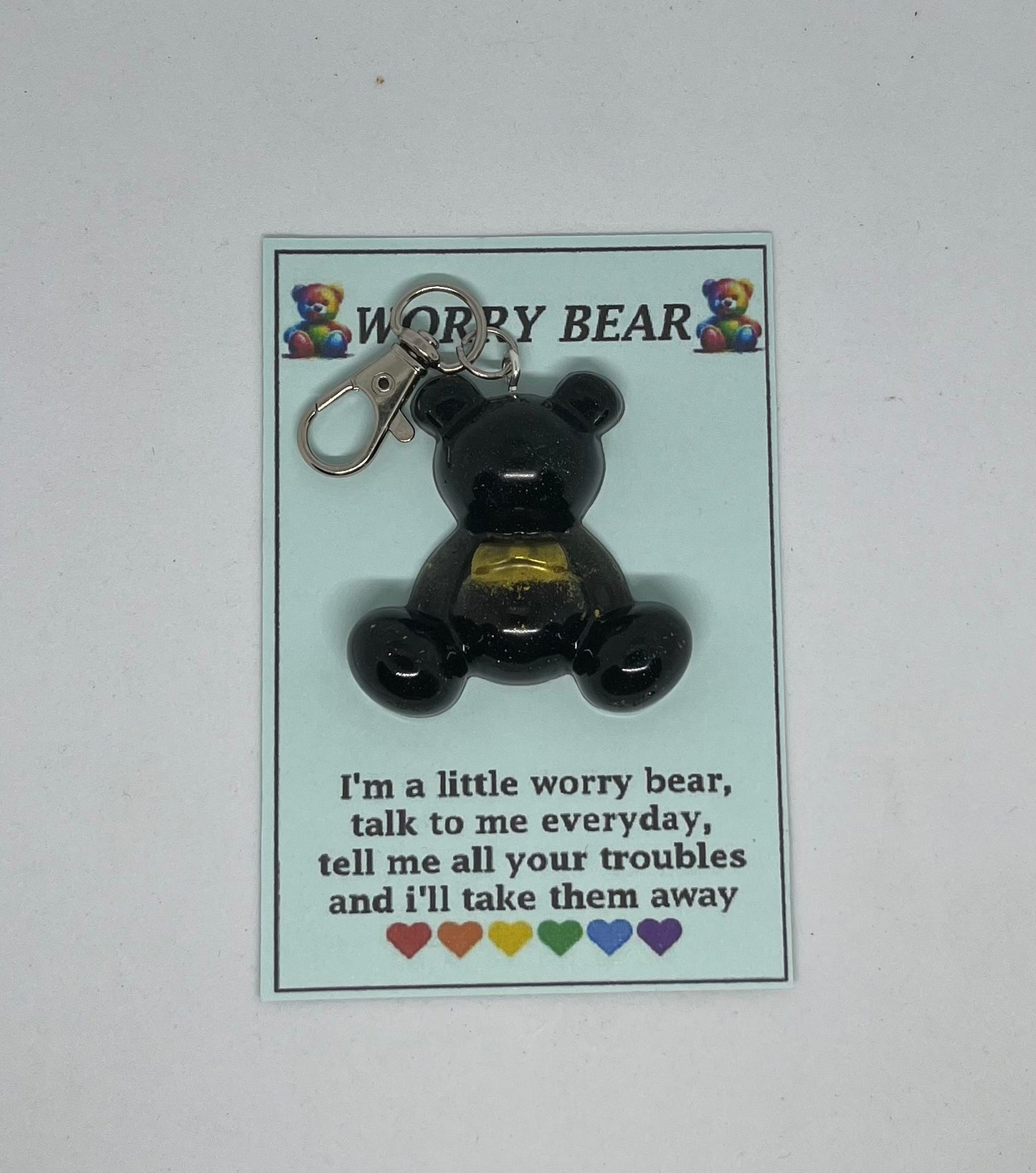 Worry bear for anxiety, black worry bear, pocket bear, worry bear for stress relief, anxiety aid, anxiety bear,