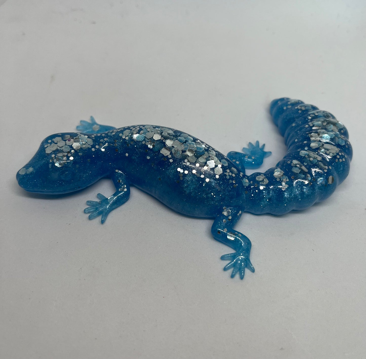 Sparkling Blue Resin Lizard - Miniature Creature for Shelf Decor and Presents
