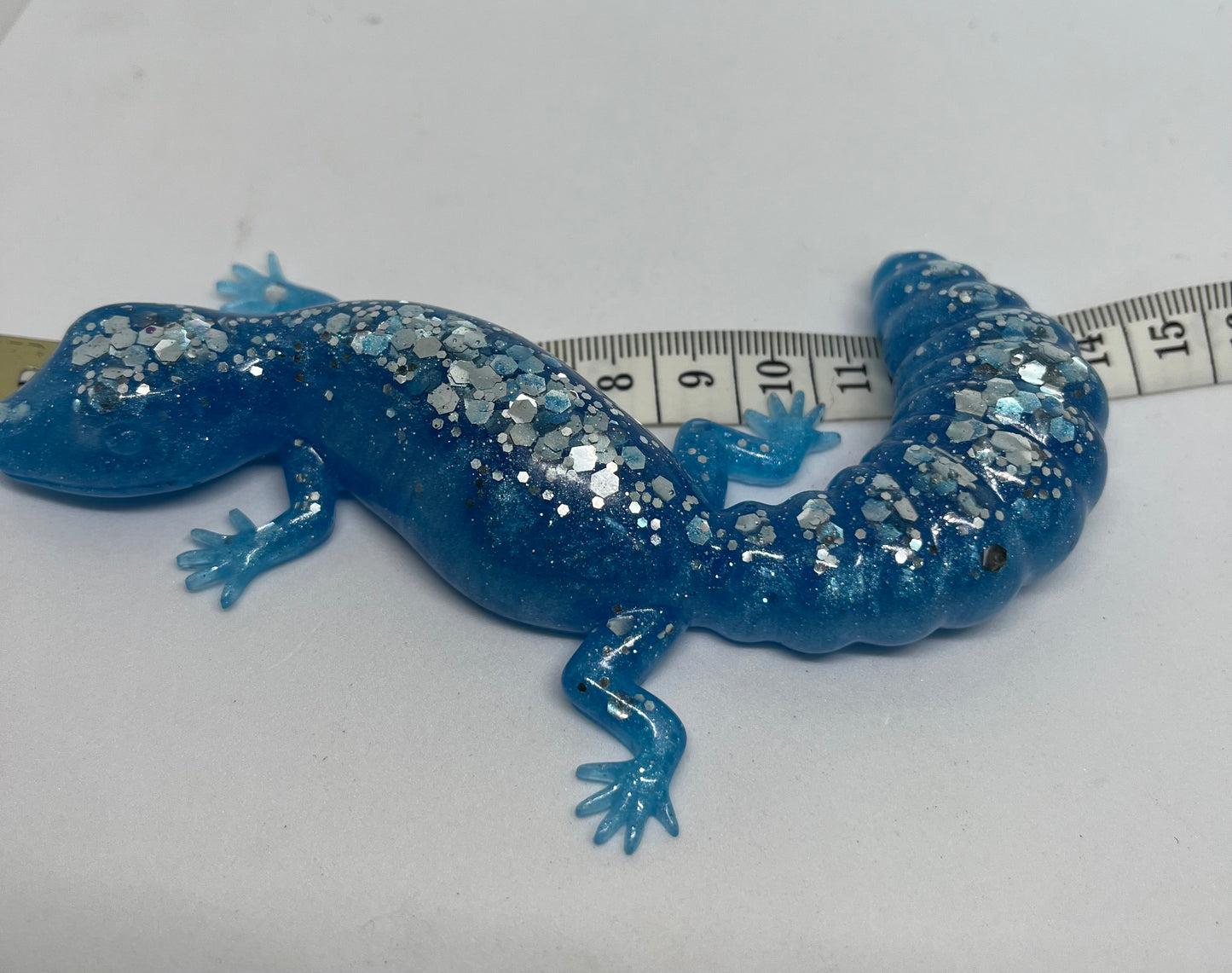 Sparkling Blue Resin Lizard - Miniature Creature for Shelf Decor and Presents