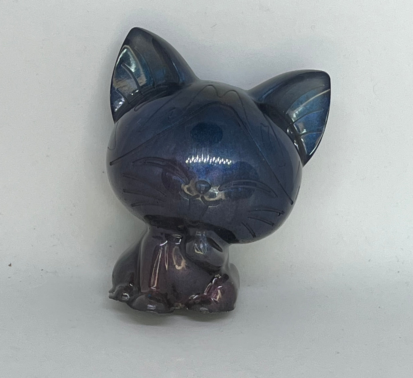 Blue resin lucky cat figurine
