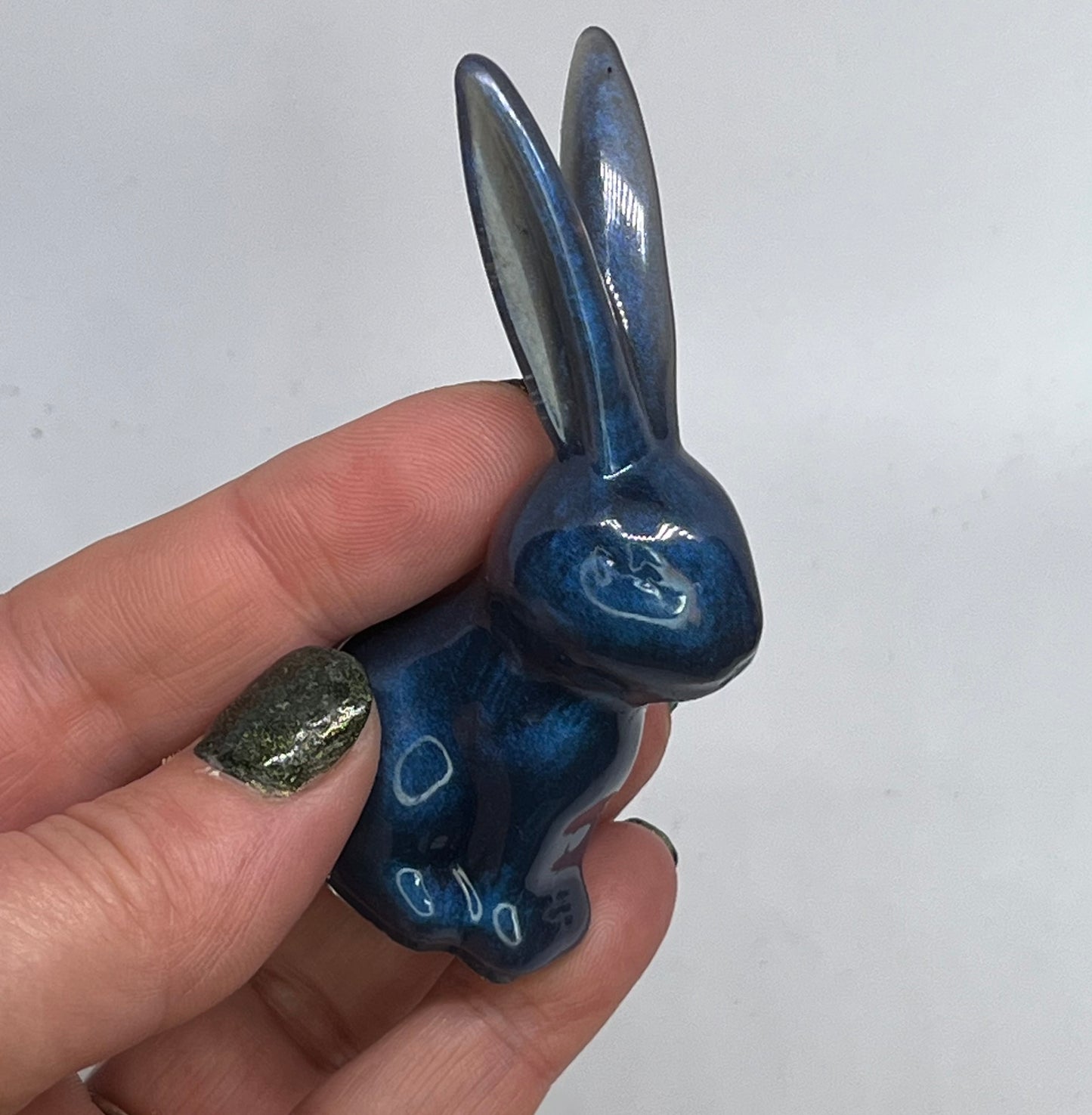 Blue rabbit resin figurine