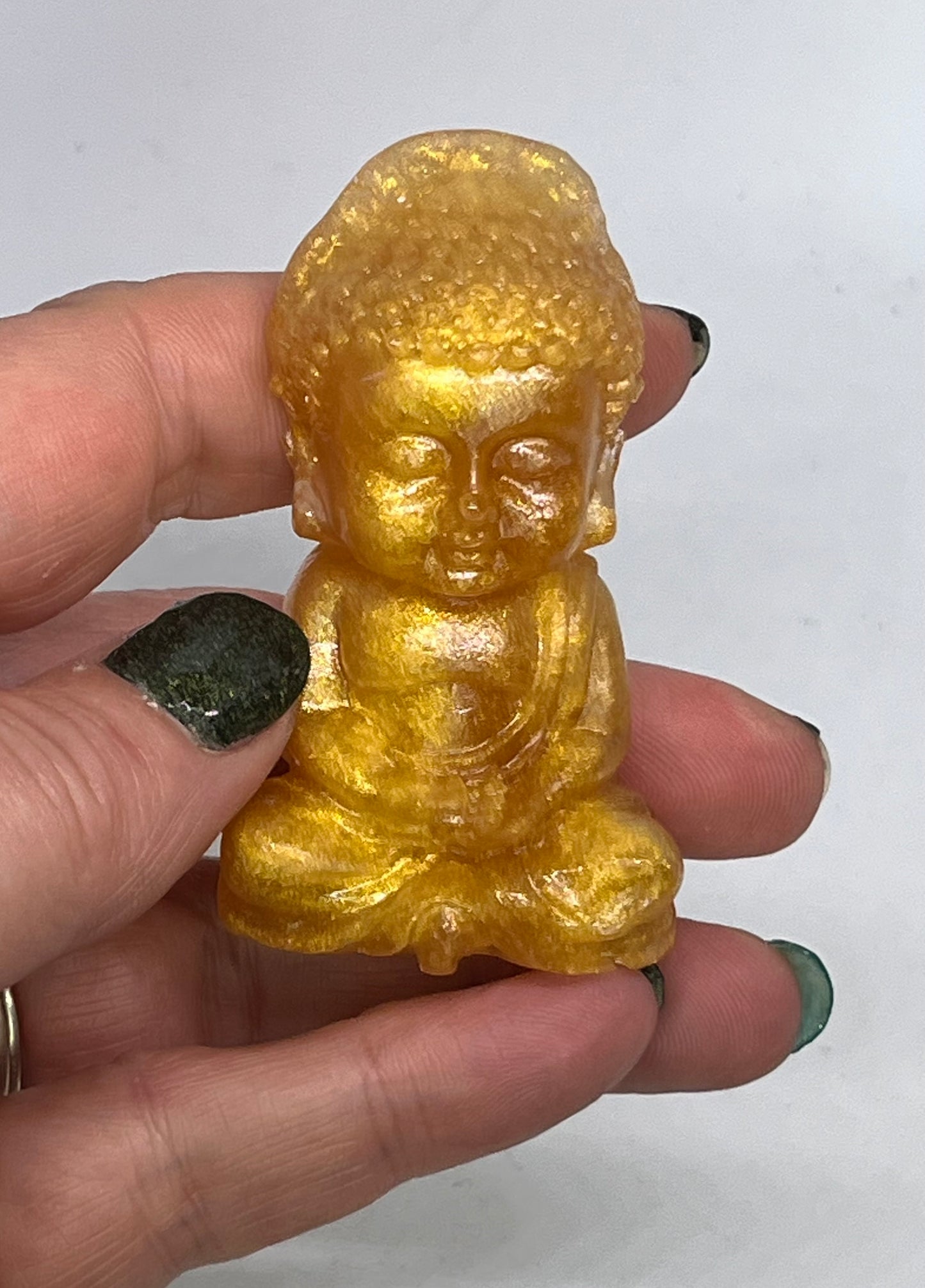 Golden Serenity Buddha Trio, Mini Resin Figurines for Calm, Mindfulness & Home Harmony