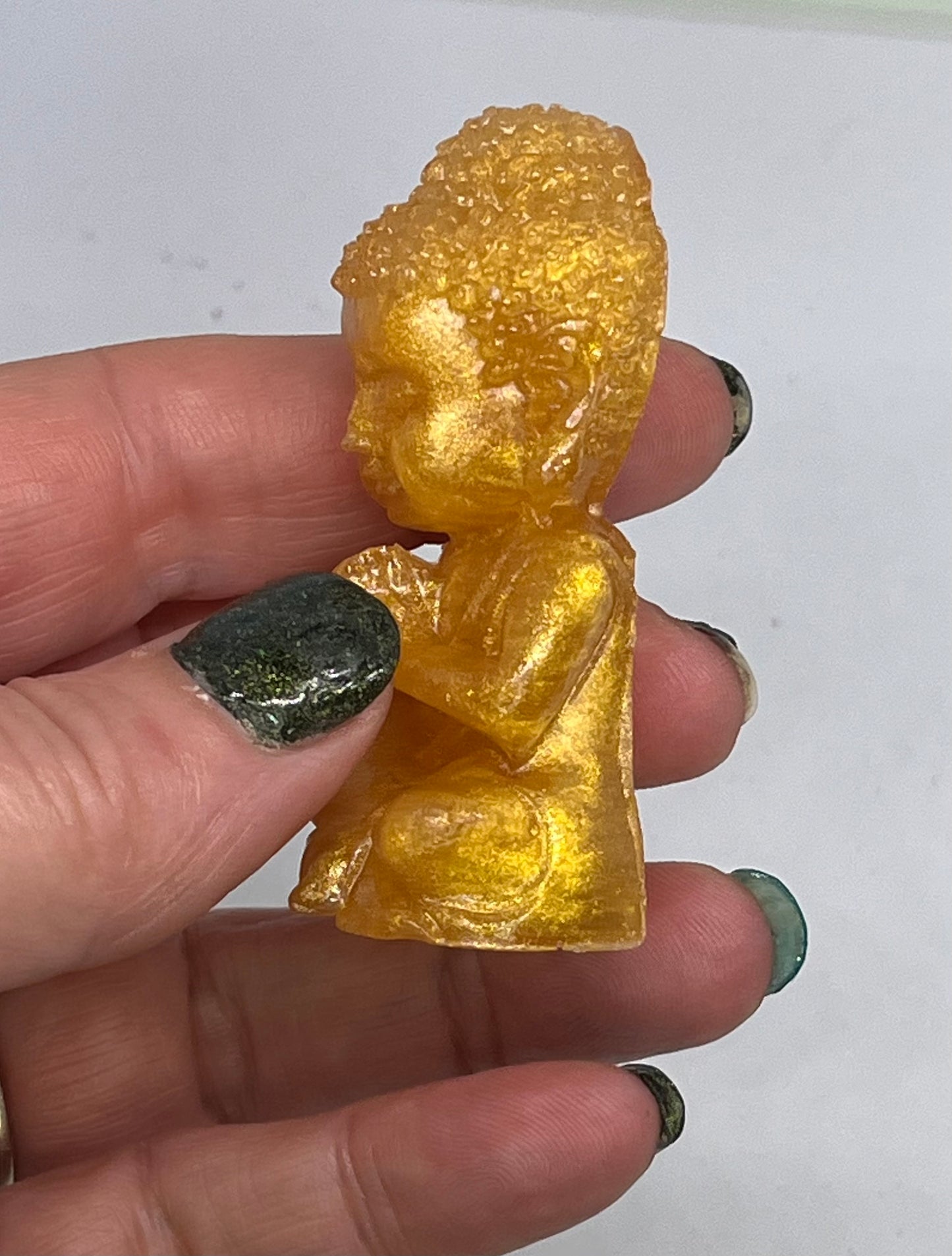 Golden Serenity Buddha Trio, Mini Resin Figurines for Calm, Mindfulness & Home Harmony