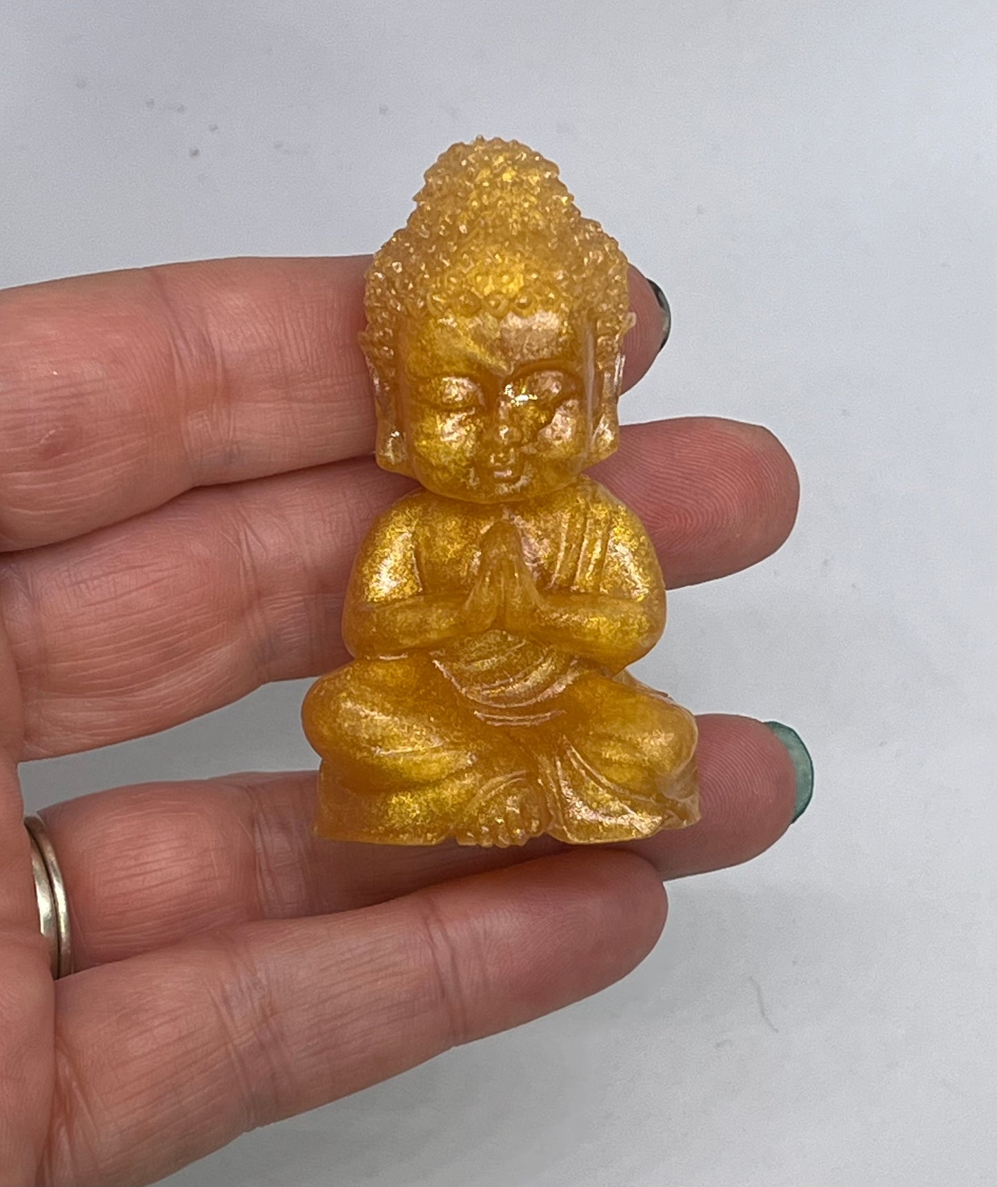 Golden Serenity Buddha Trio, Mini Resin Figurines for Calm, Mindfulness & Home Harmony