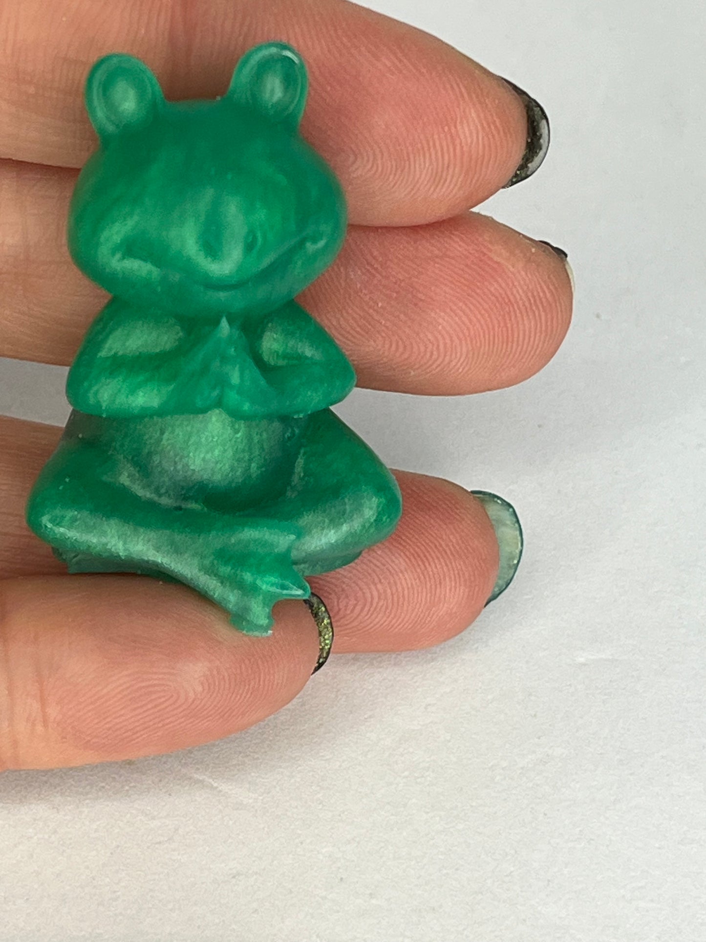 Small resin frog in lotus pose, zen garden decor, meditation gift, spiritual home accent