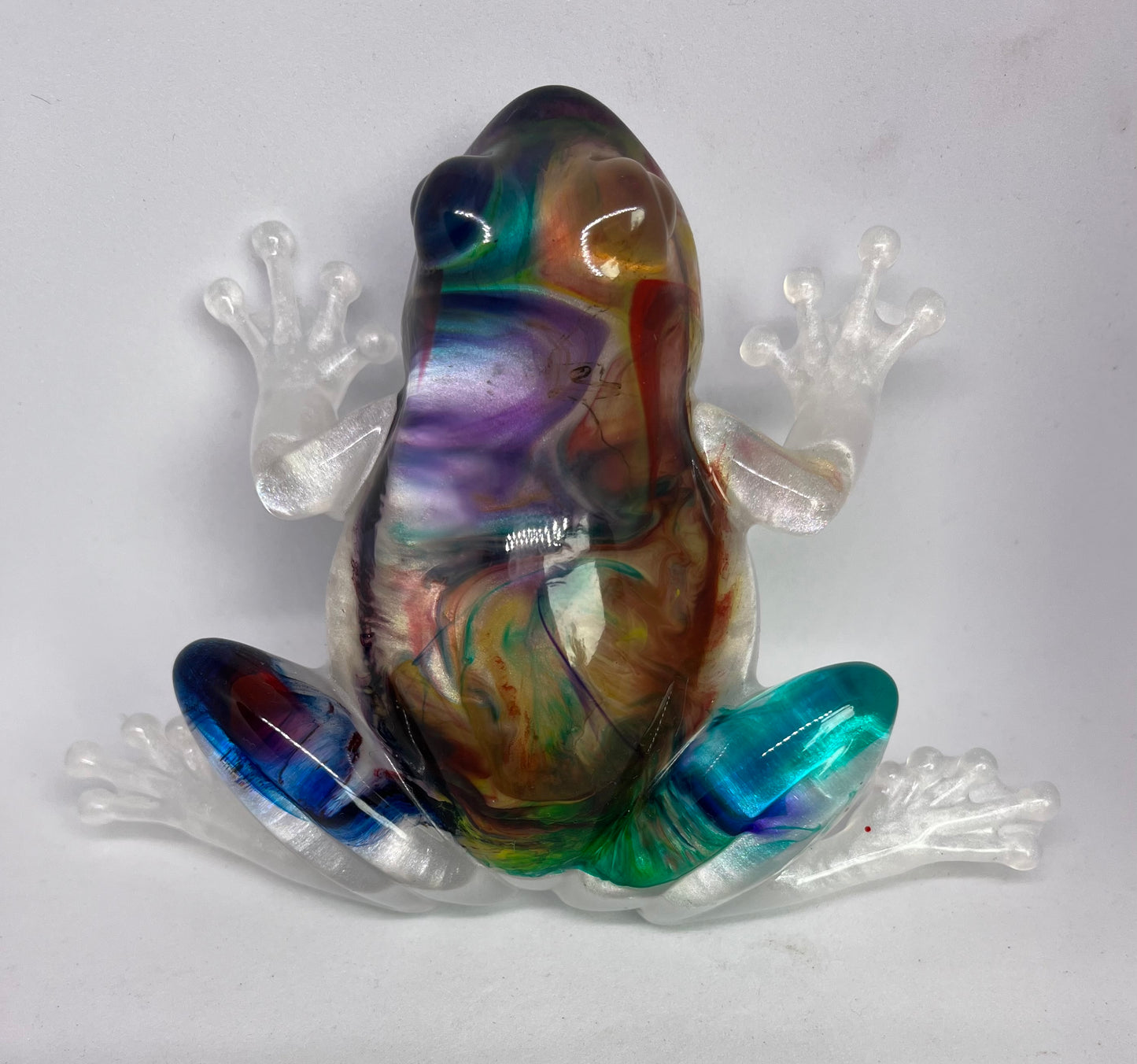 Handmade Resin Frog Multicolour swirl