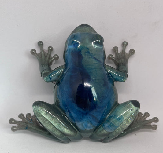 Handmade Resin Frog, Blue Swirl