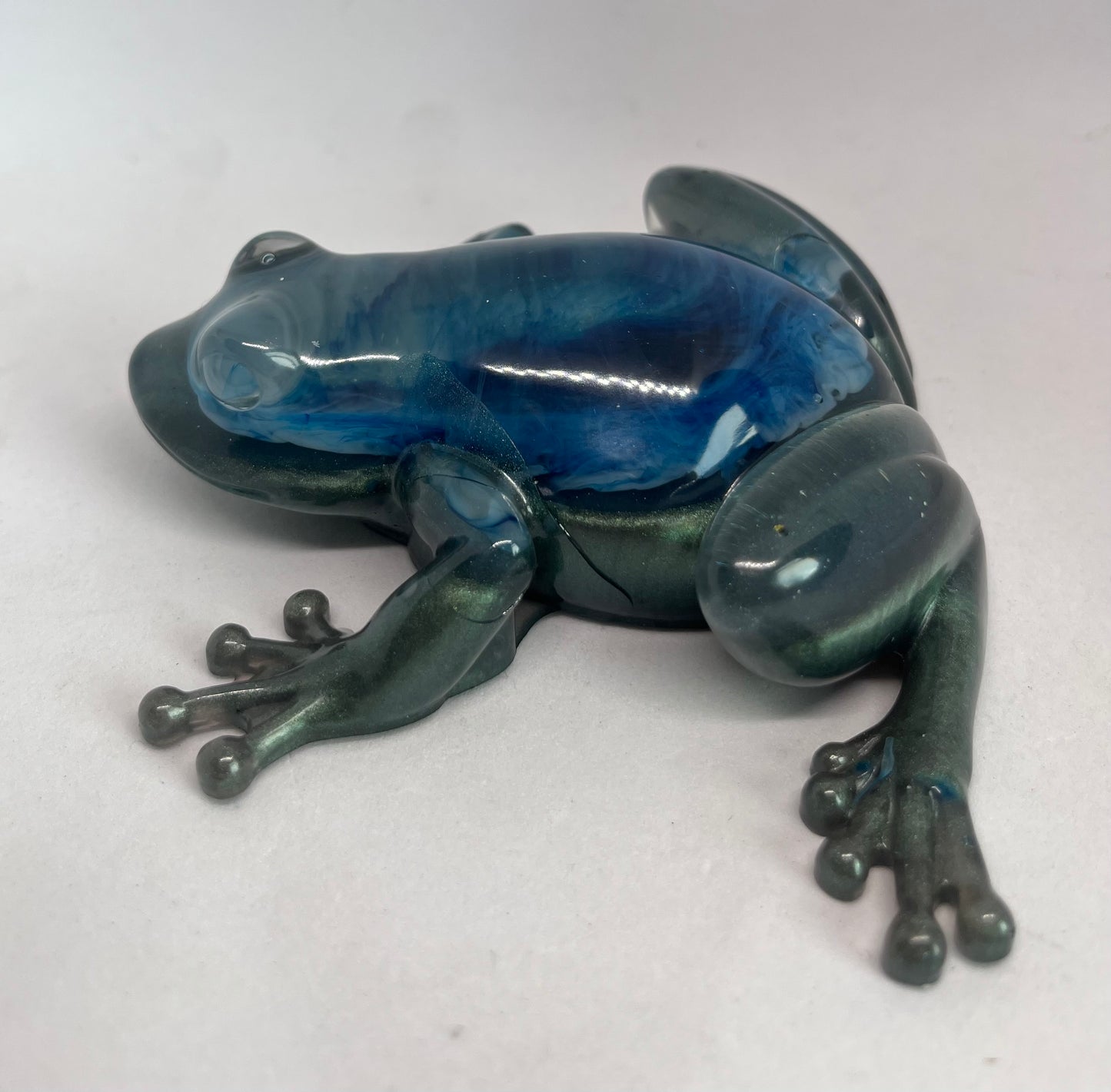 Handmade Resin Frog, Blue Swirl