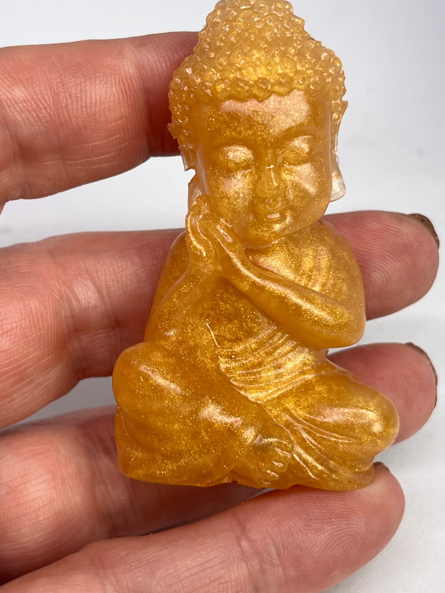 Golden Serenity Buddha Trio, Mini Resin Figurines for Calm, Mindfulness & Home Harmony