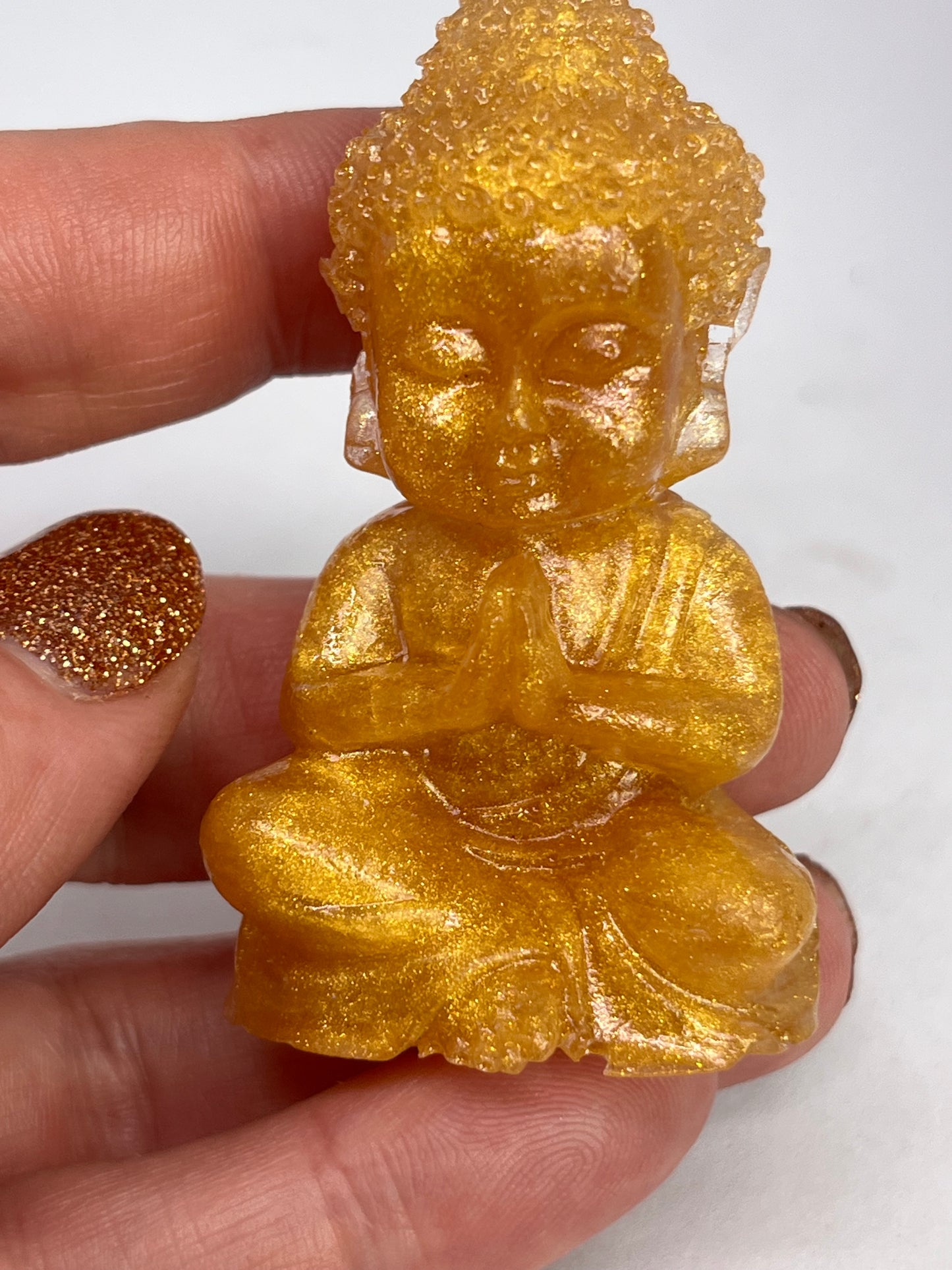 Golden Serenity Buddha Trio, Mini Resin Figurines for Calm, Mindfulness & Home Harmony