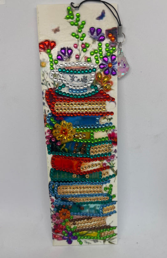 Decorative acrylic bookmark, Crystal charm, Teacup, Butterfly & Floral Designs, Rhinestone Embellished,