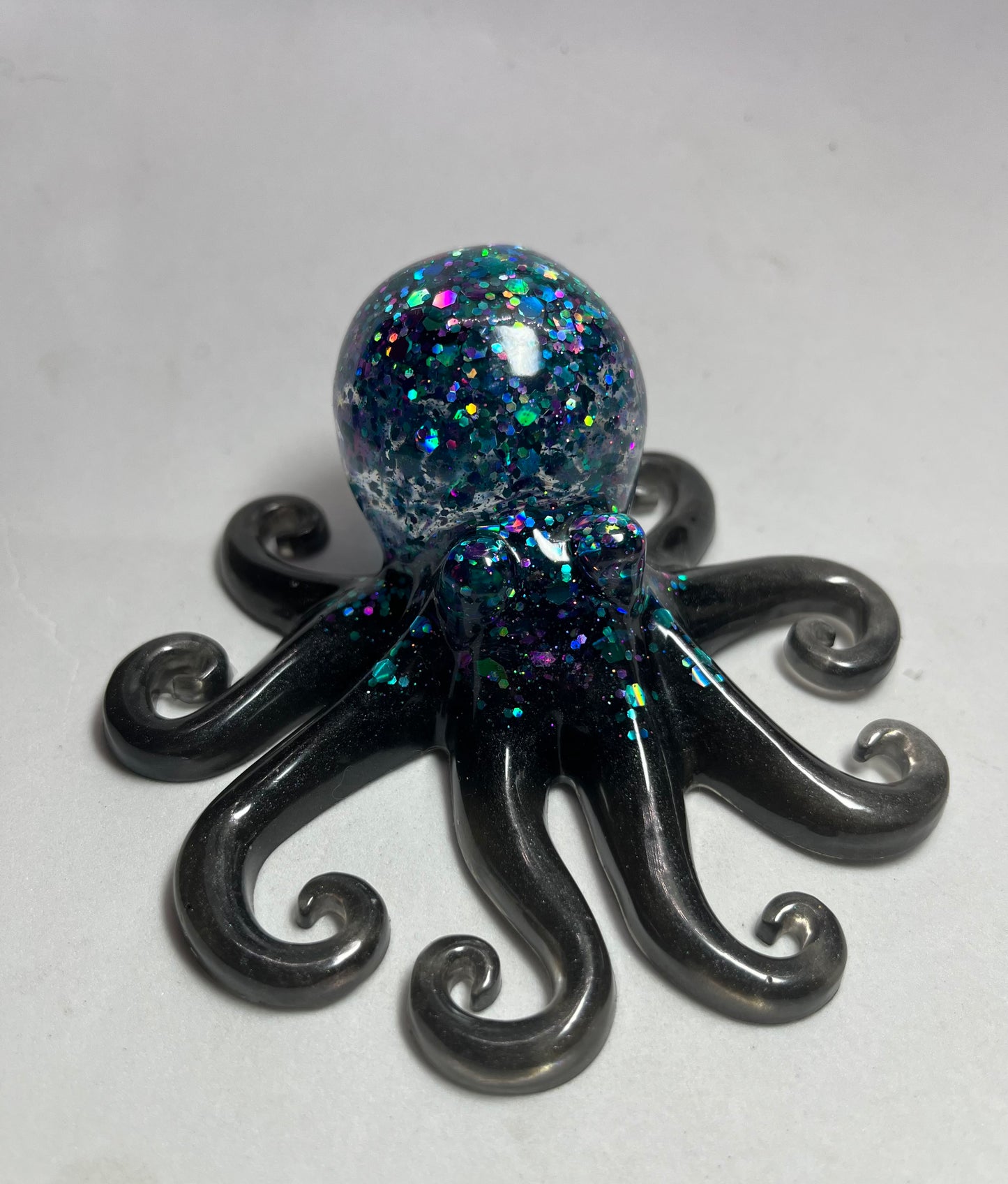 Black Glittery Resin Octopus Figure, Pocket Pet Collection