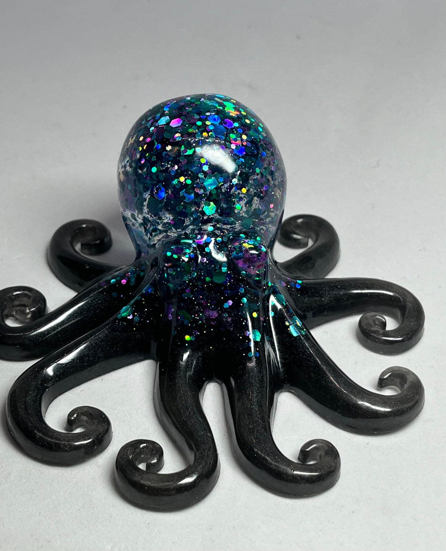 Black Glittery Resin Octopus Figure, Pocket Pet Collection