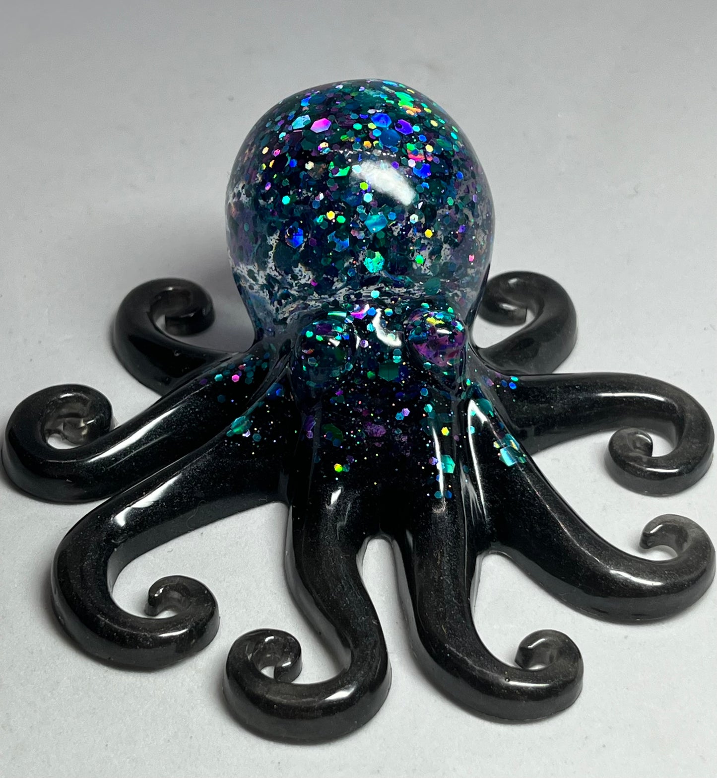 Black Glittery Resin Octopus Figure, Pocket Pet Collection