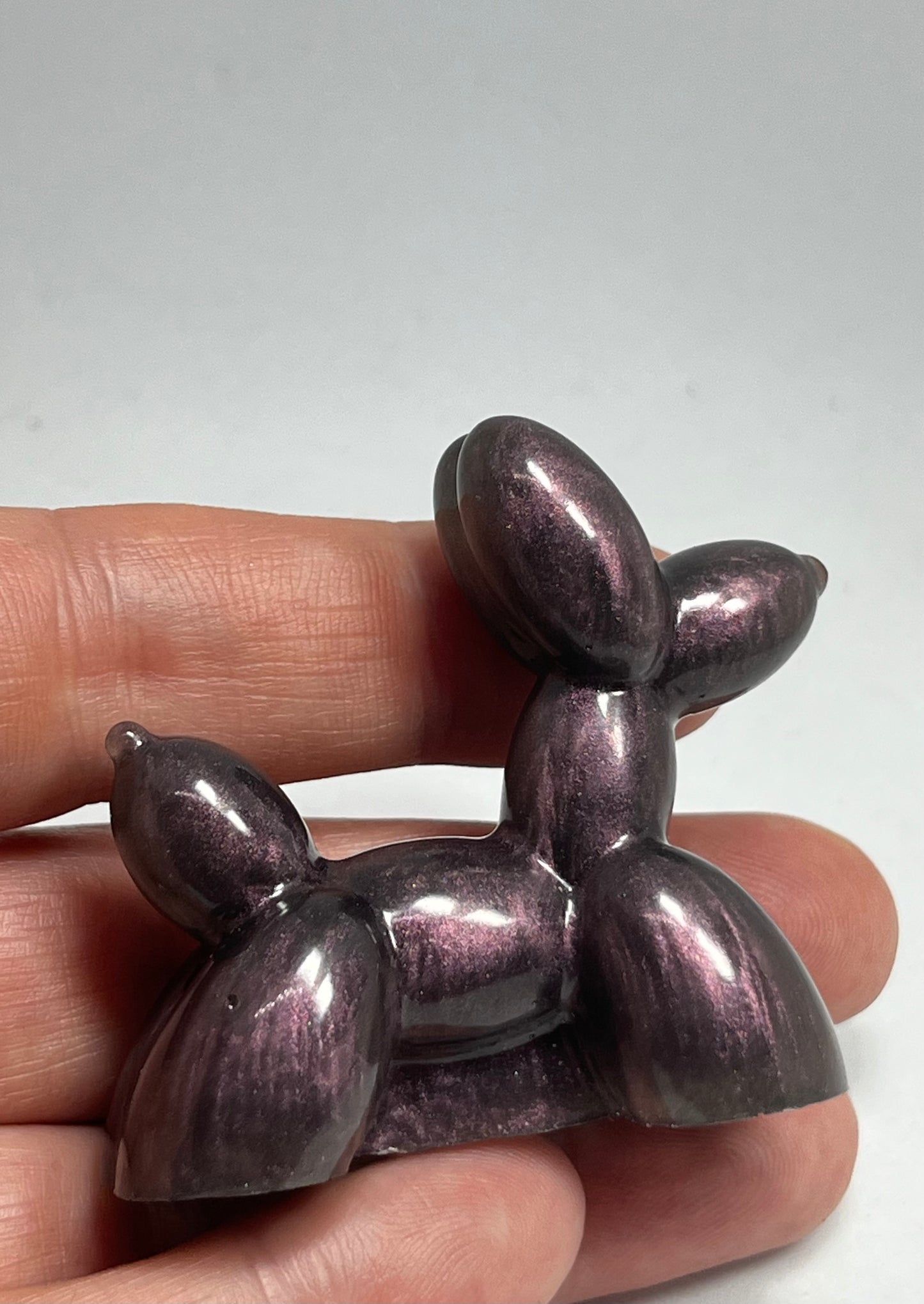 Handmade Resin Balloon Dog Sculpture, Miniature Pocket Pet, Shelf Decor, Dog Lover Gift