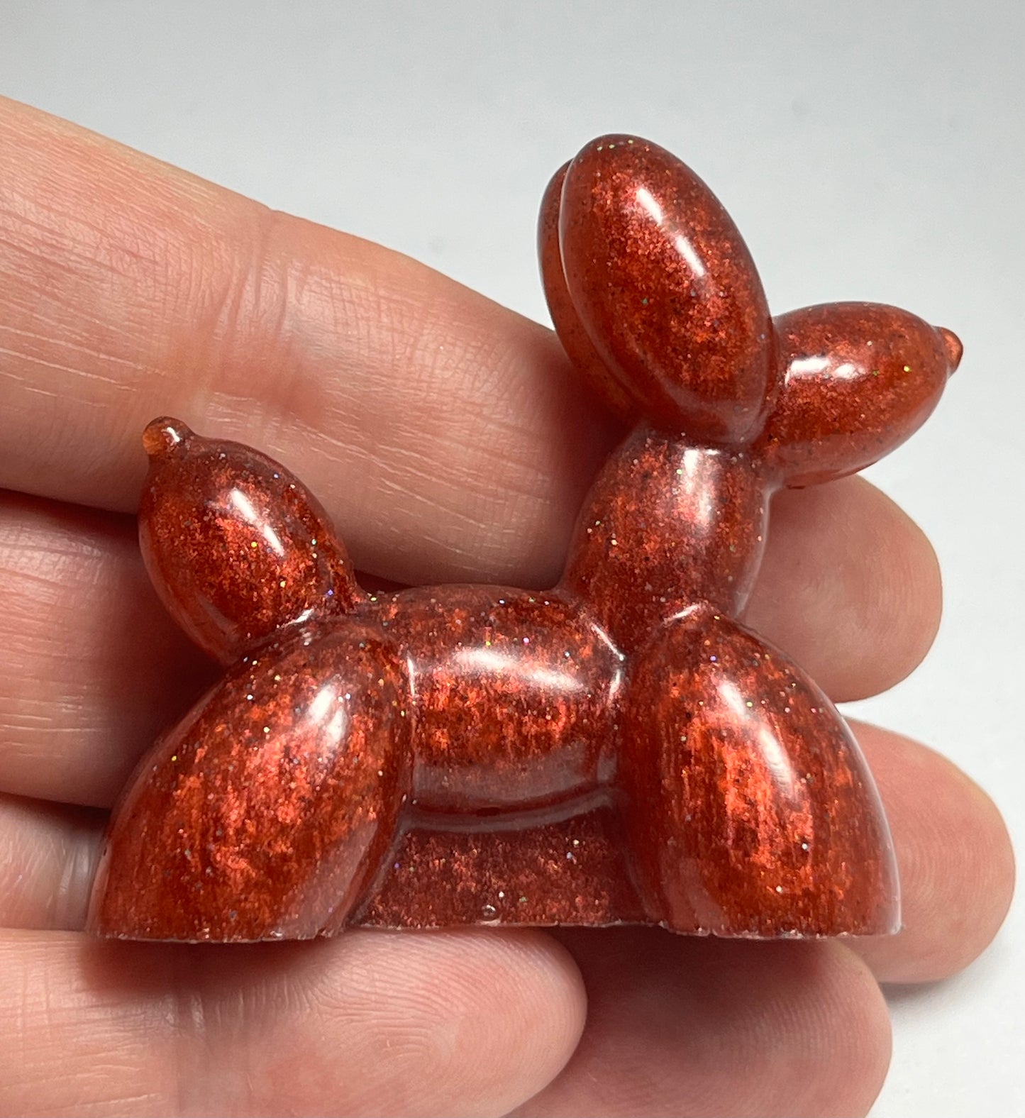 Handmade Resin Balloon Dog Sculpture, Miniature Pocket Pet, Shelf Decor, Dog Lover Gift