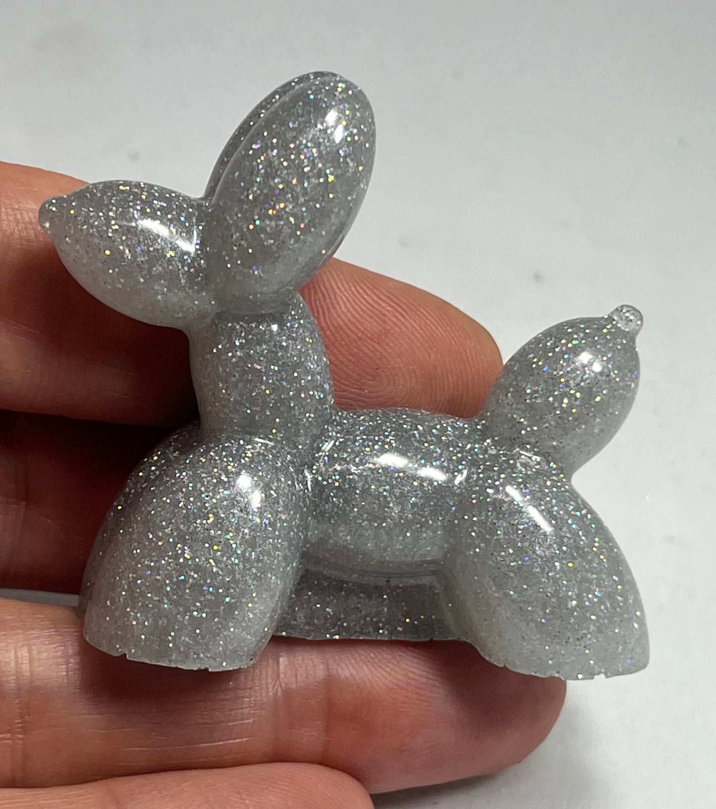 Handmade Resin Balloon Dog Sculpture, Miniature Pocket Pet, Shelf Decor, Dog Lover Gift
