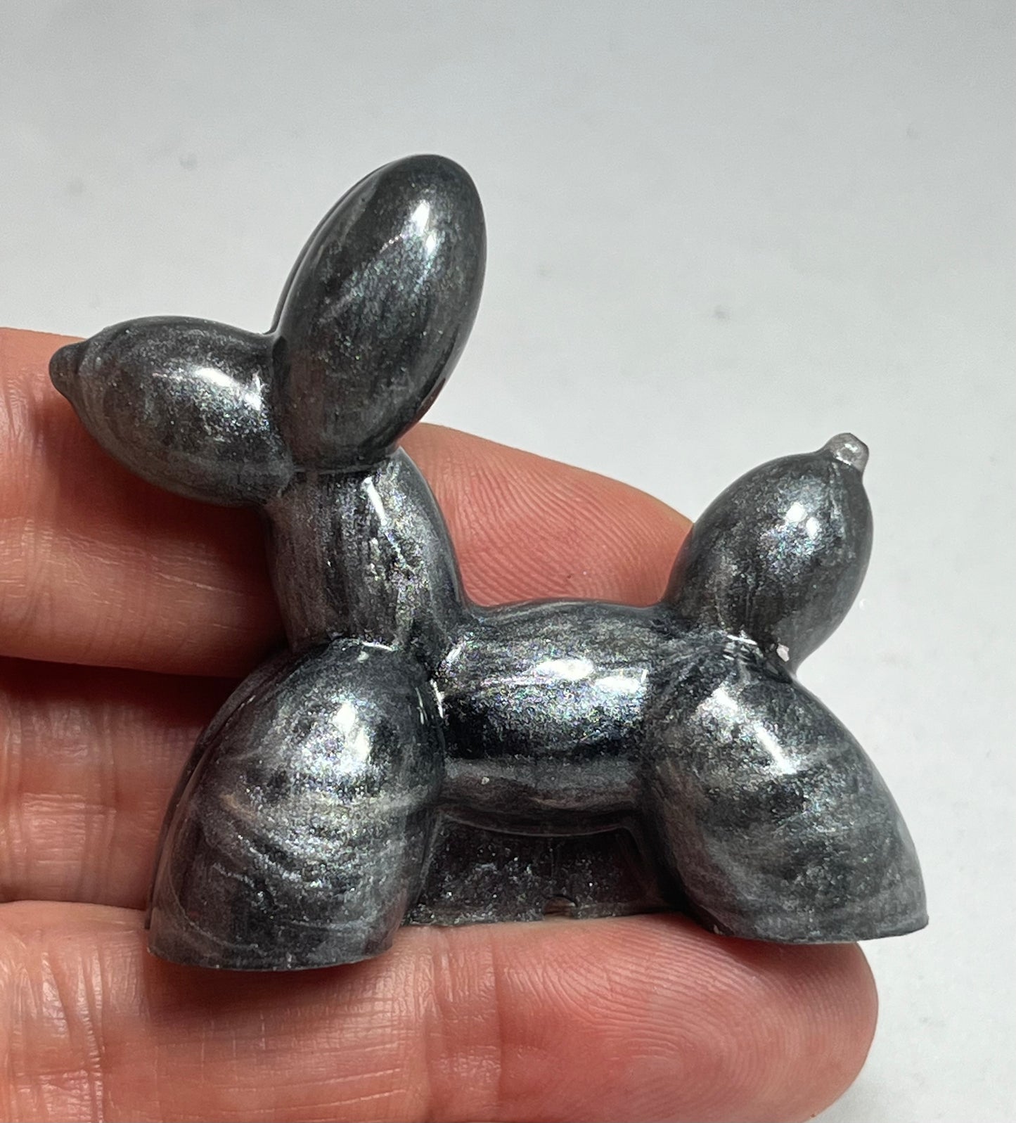 Handmade Resin Balloon Dog Sculpture, Miniature Pocket Pet, Shelf Decor, Dog Lover Gift