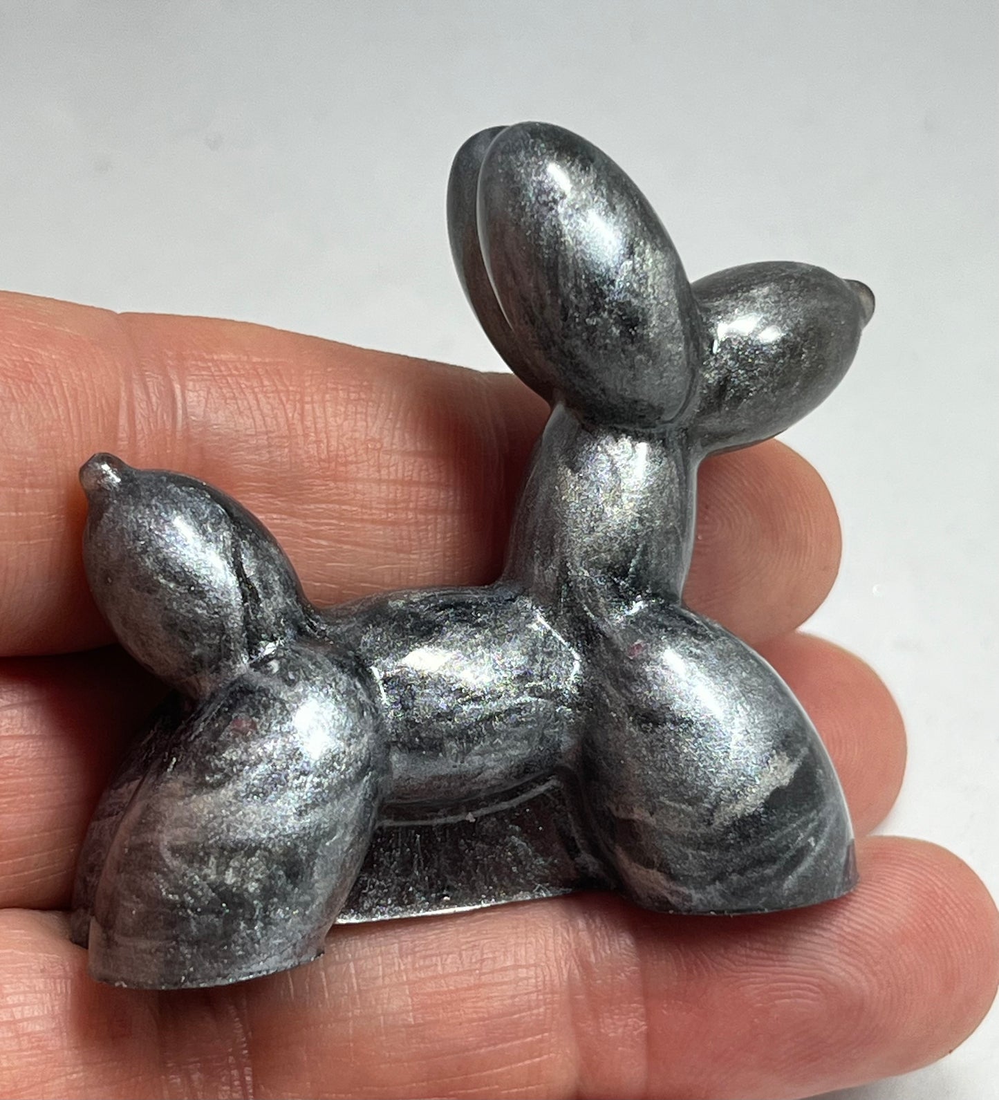 Handmade Resin Balloon Dog Sculpture, Miniature Pocket Pet, Shelf Decor, Dog Lover Gift