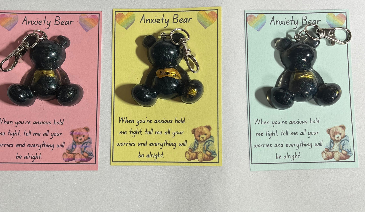 Black Bear Anxiety Keyring, Stress relief Bag Charm