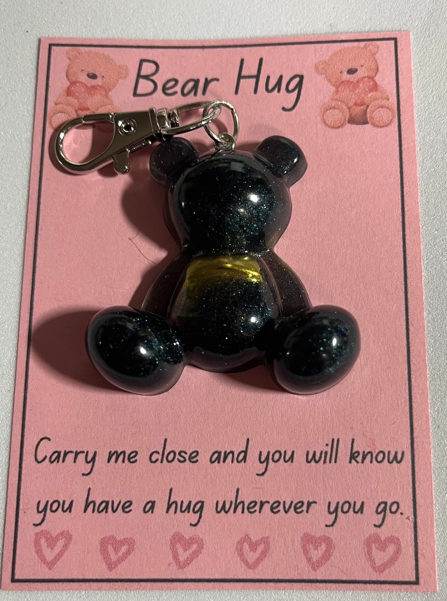 Black Bear Anxiety Keyring, Stress relief Bag Charm