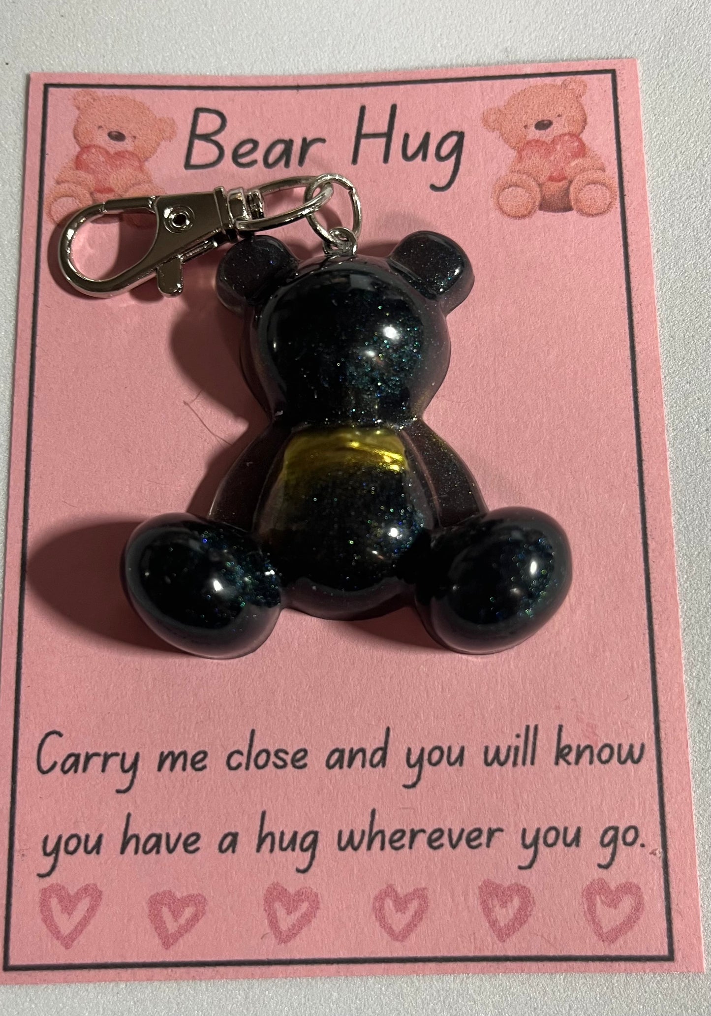 Black Bear Anxiety Keyring, Stress relief Bag Charm