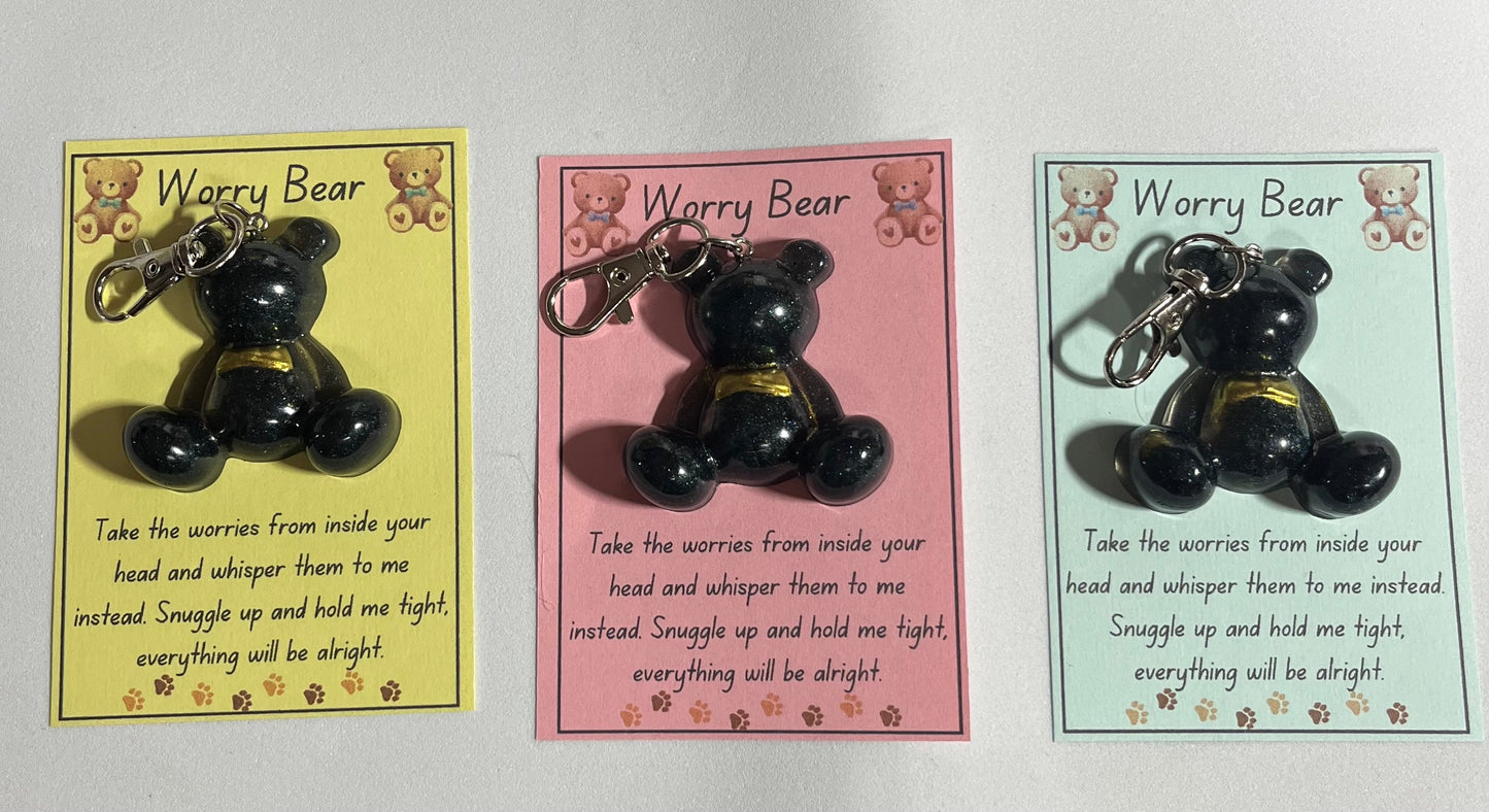 Black Bear Anxiety Keyring, Stress relief Bag Charm