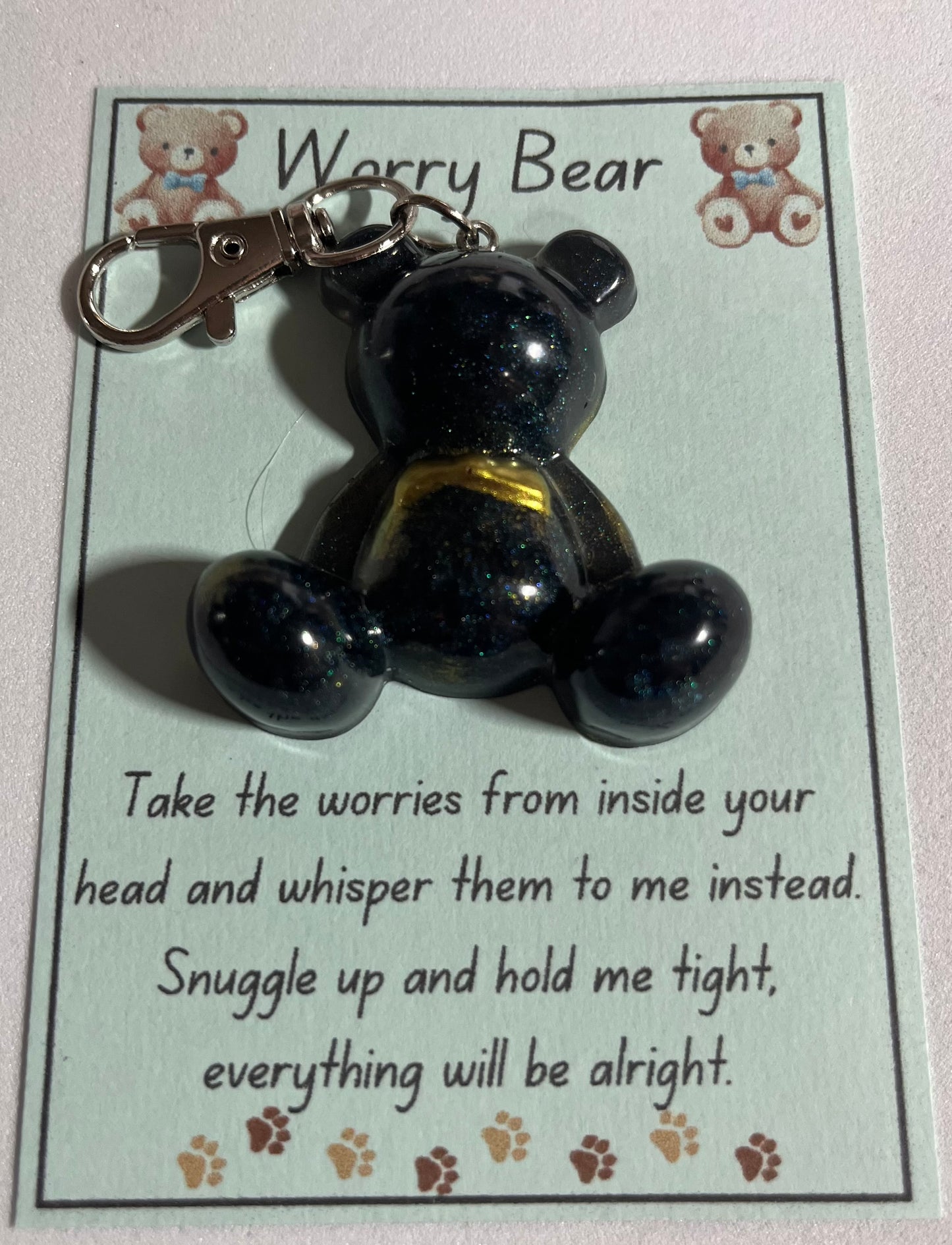 Black Bear Anxiety Keyring, Stress relief Bag Charm