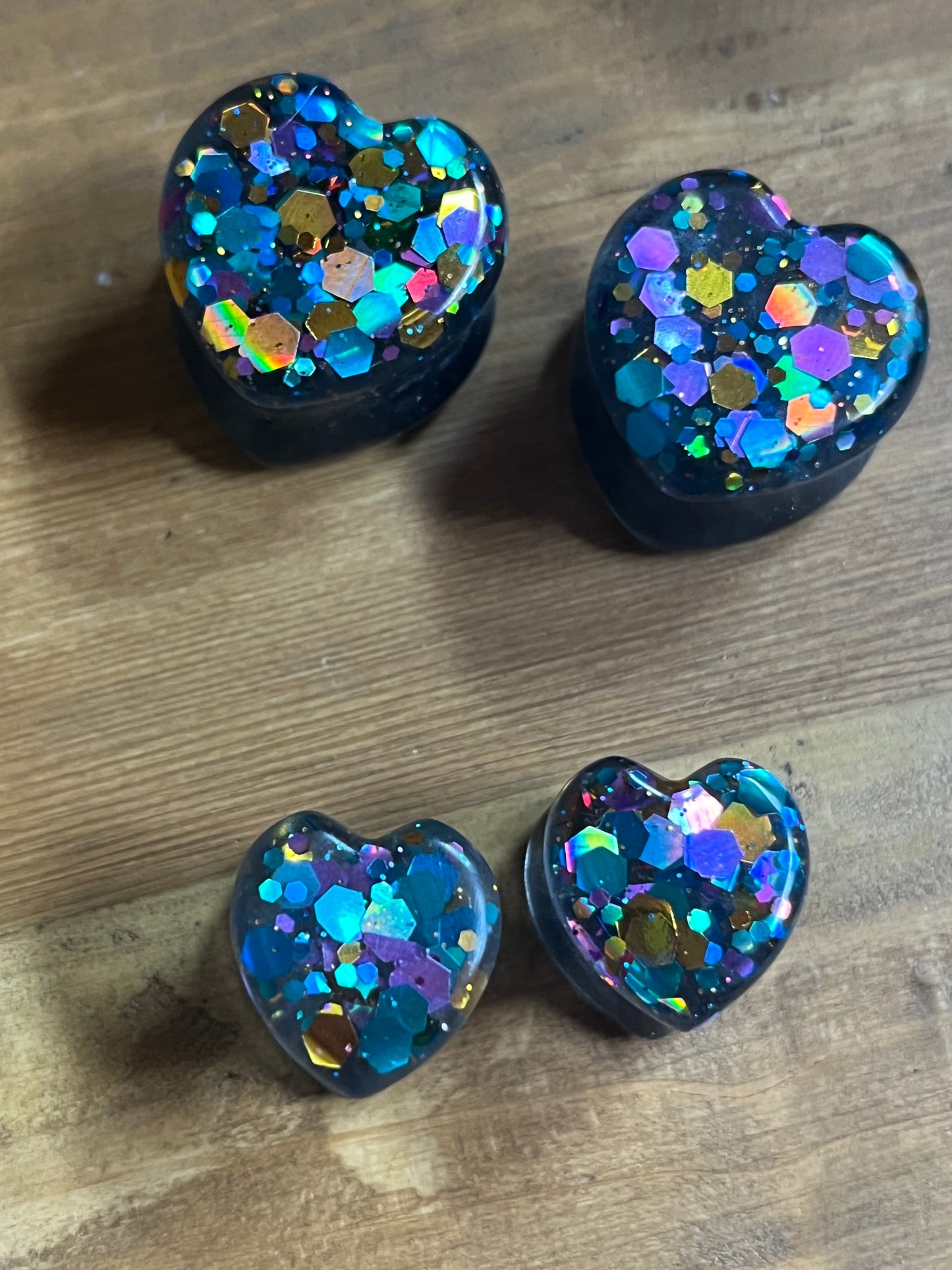Multicolour Glitter Heart Resin Earrings — Made to Order, One of a Kind