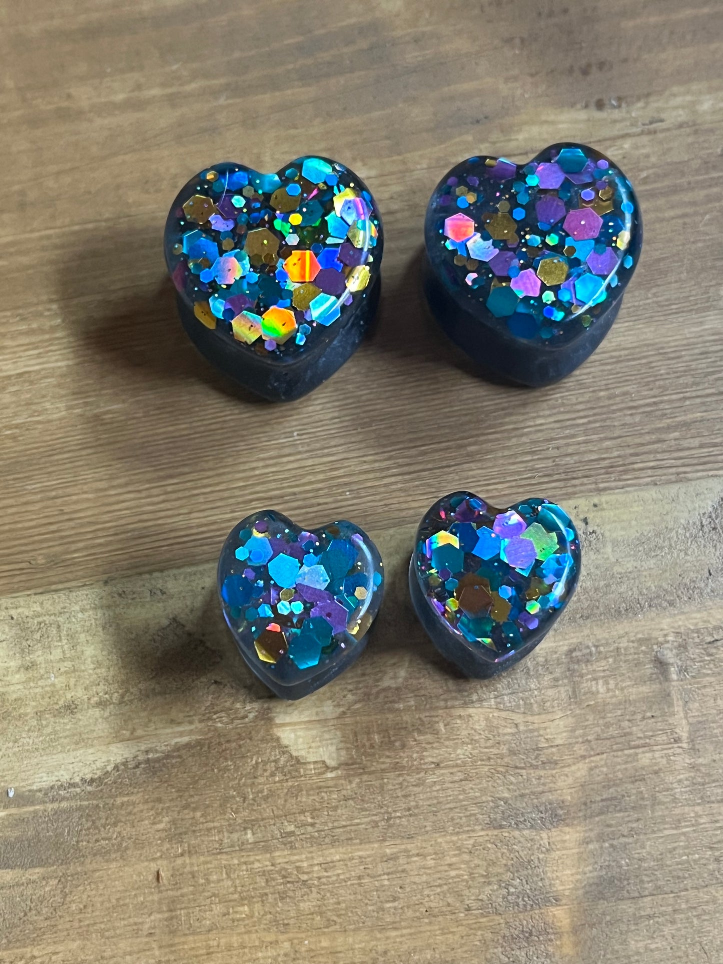 Multicolour Glitter Heart Resin Earrings — Made to Order, One of a Kind