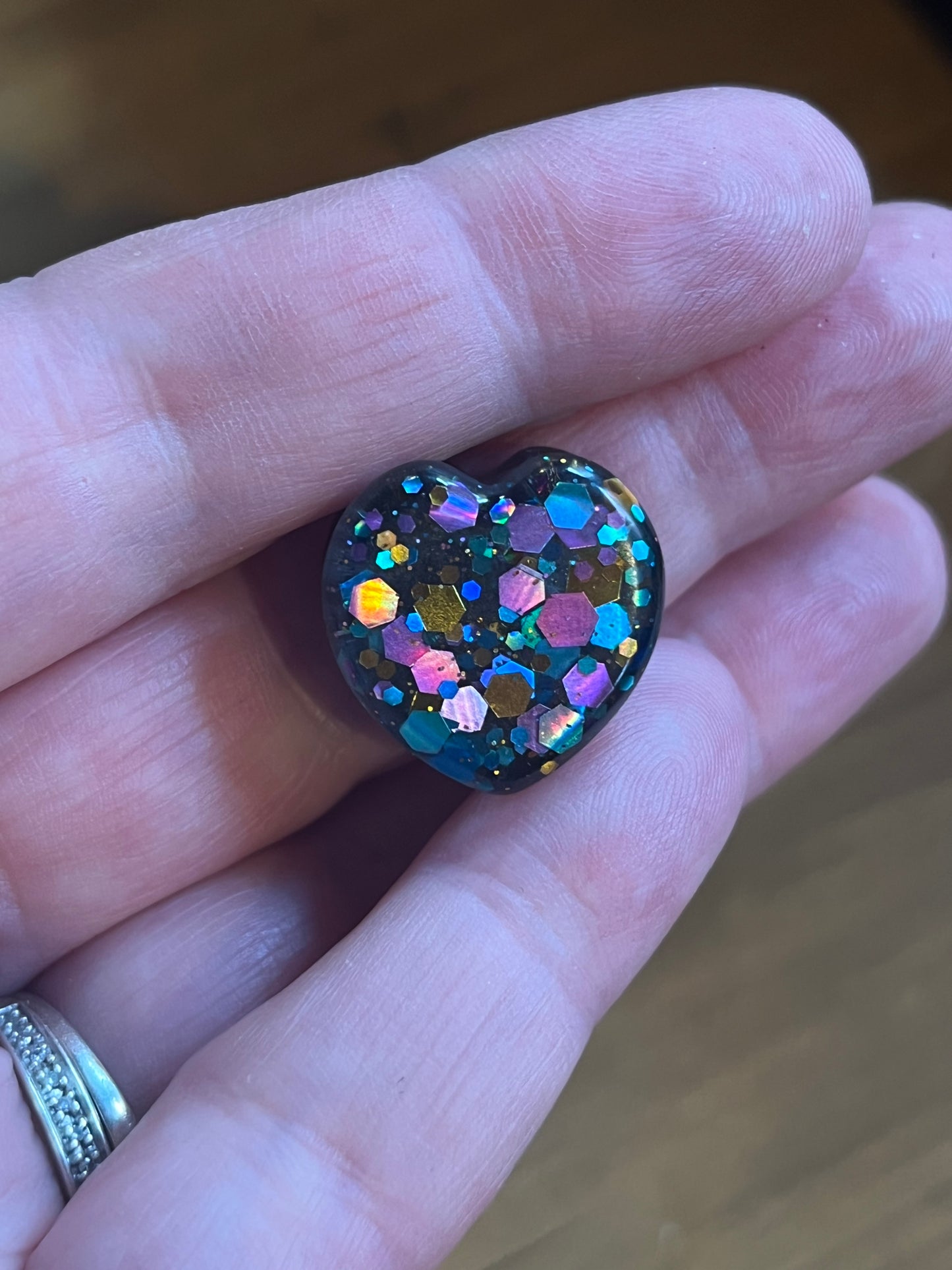 Multicolour Glitter Heart Resin Earrings — Made to Order, One of a Kind