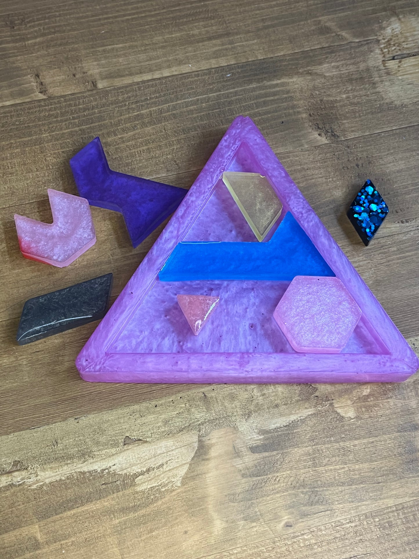 Handmade Resin Tangram Puzzle: Mindful Stress Relief Game