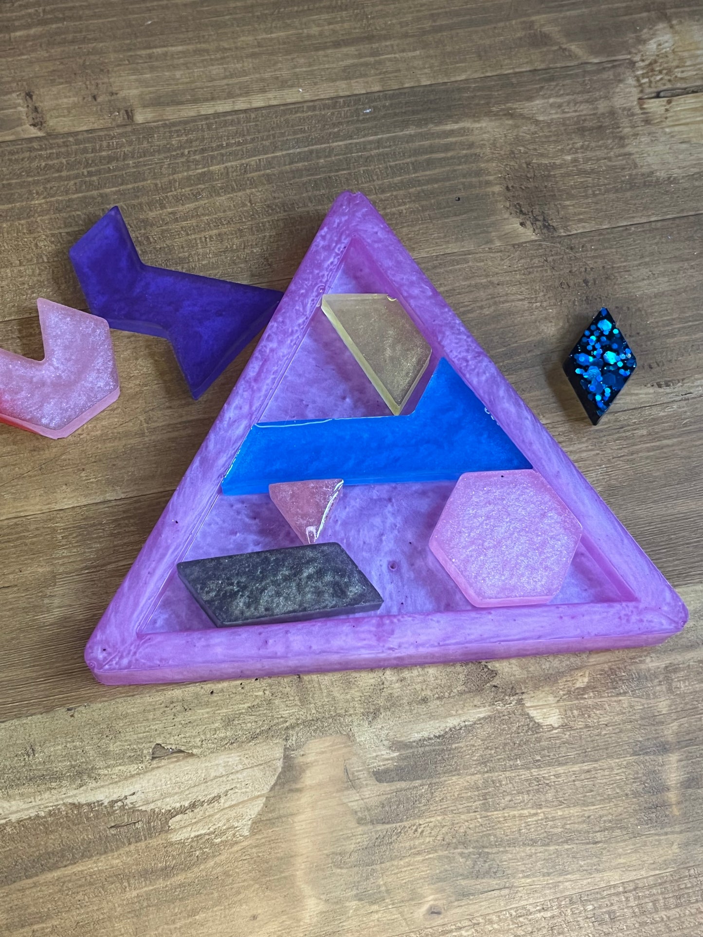 Handmade Resin Tangram Puzzle: Mindful Stress Relief Game