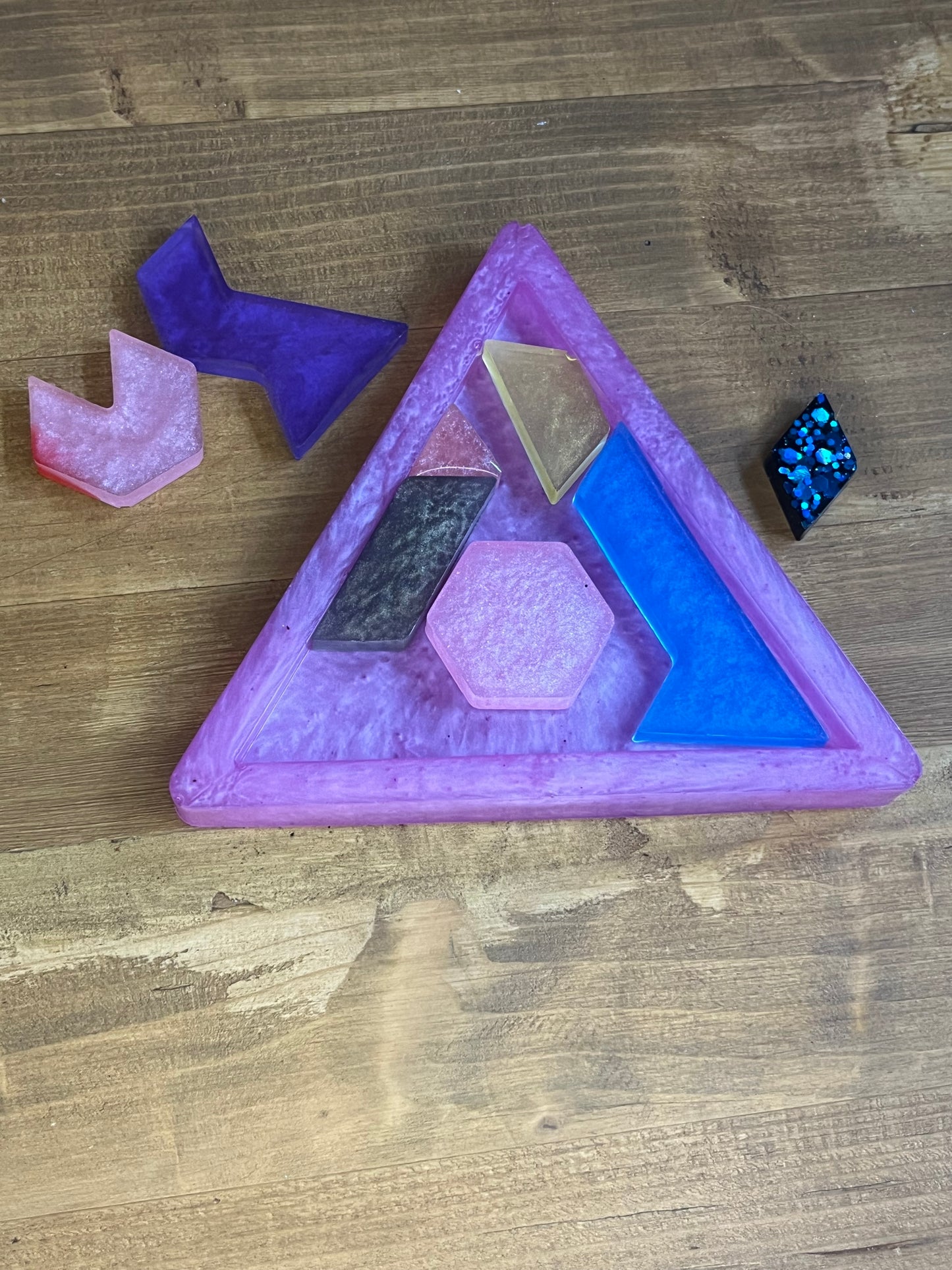Handmade Resin Tangram Puzzle: Mindful Stress Relief Game