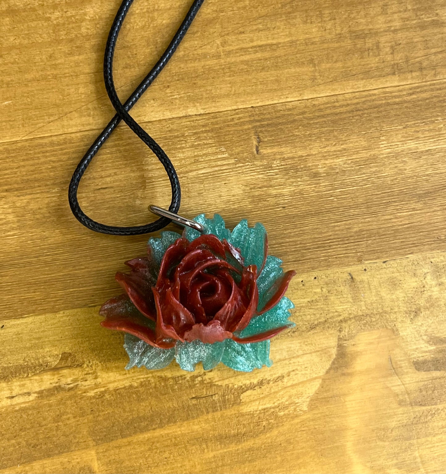 Handmade Resin Rose Pendant Necklace, Bridal Jewelry, Romantic Gift, LBD Summer Floral Accessory,